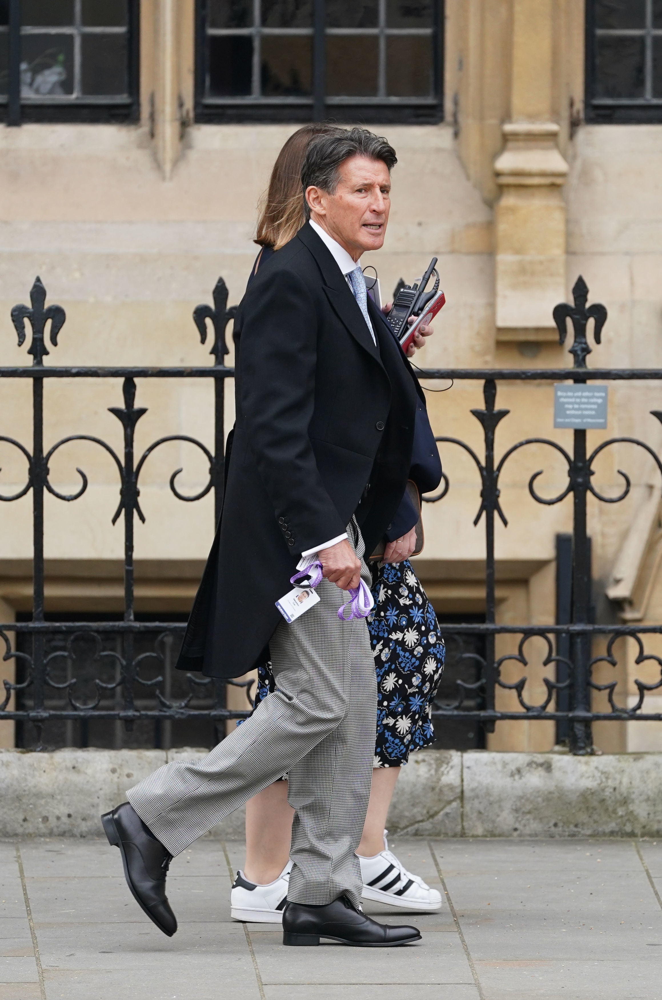 Lord Sebastian Coe on his way to see the King and Queen