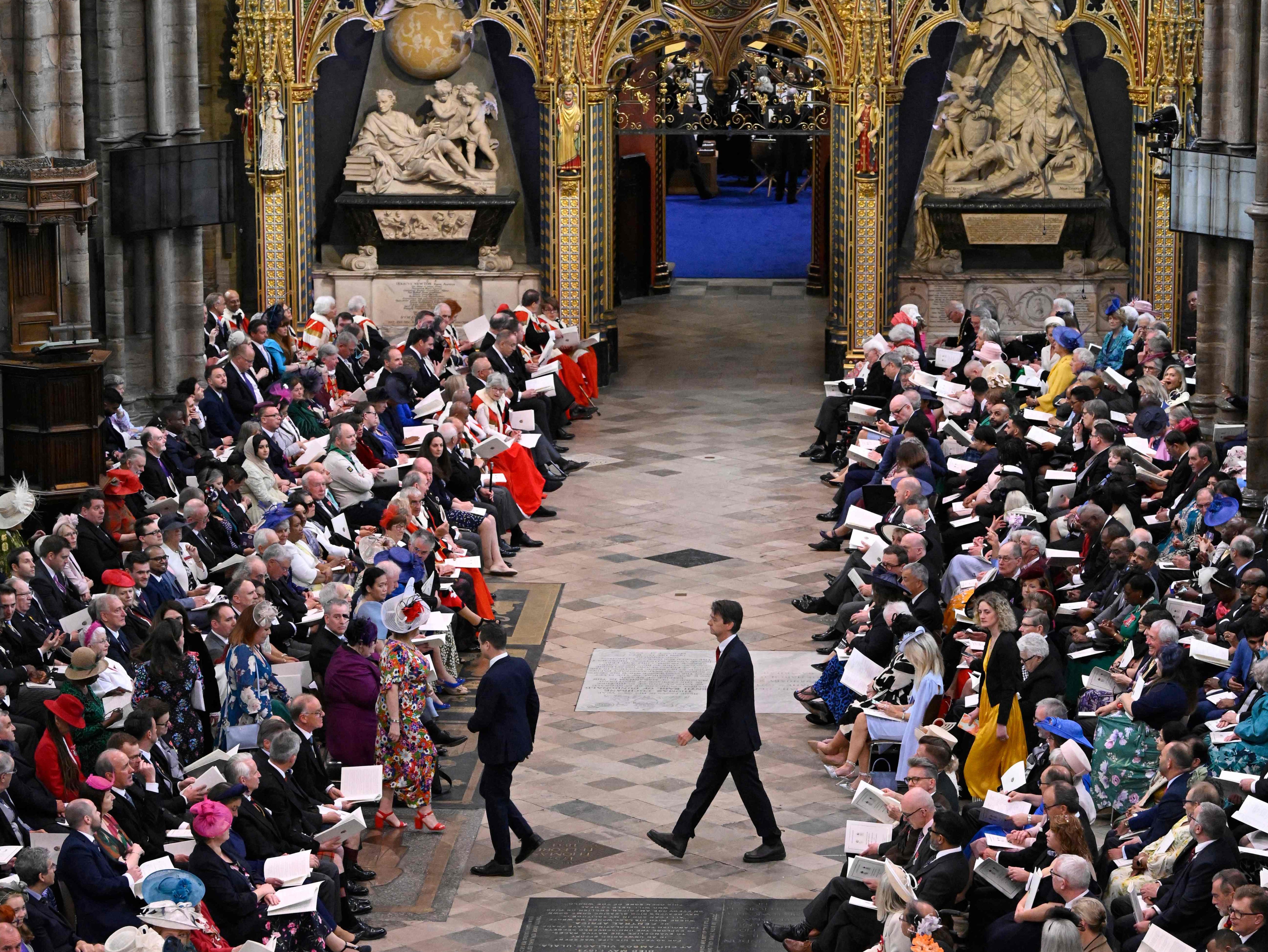 An inside view of Westminster Abbey in central London on May 6, 2023, ahead of the coronations of Britain’s King Charles III and Britain’s Camilla, Queen Consort