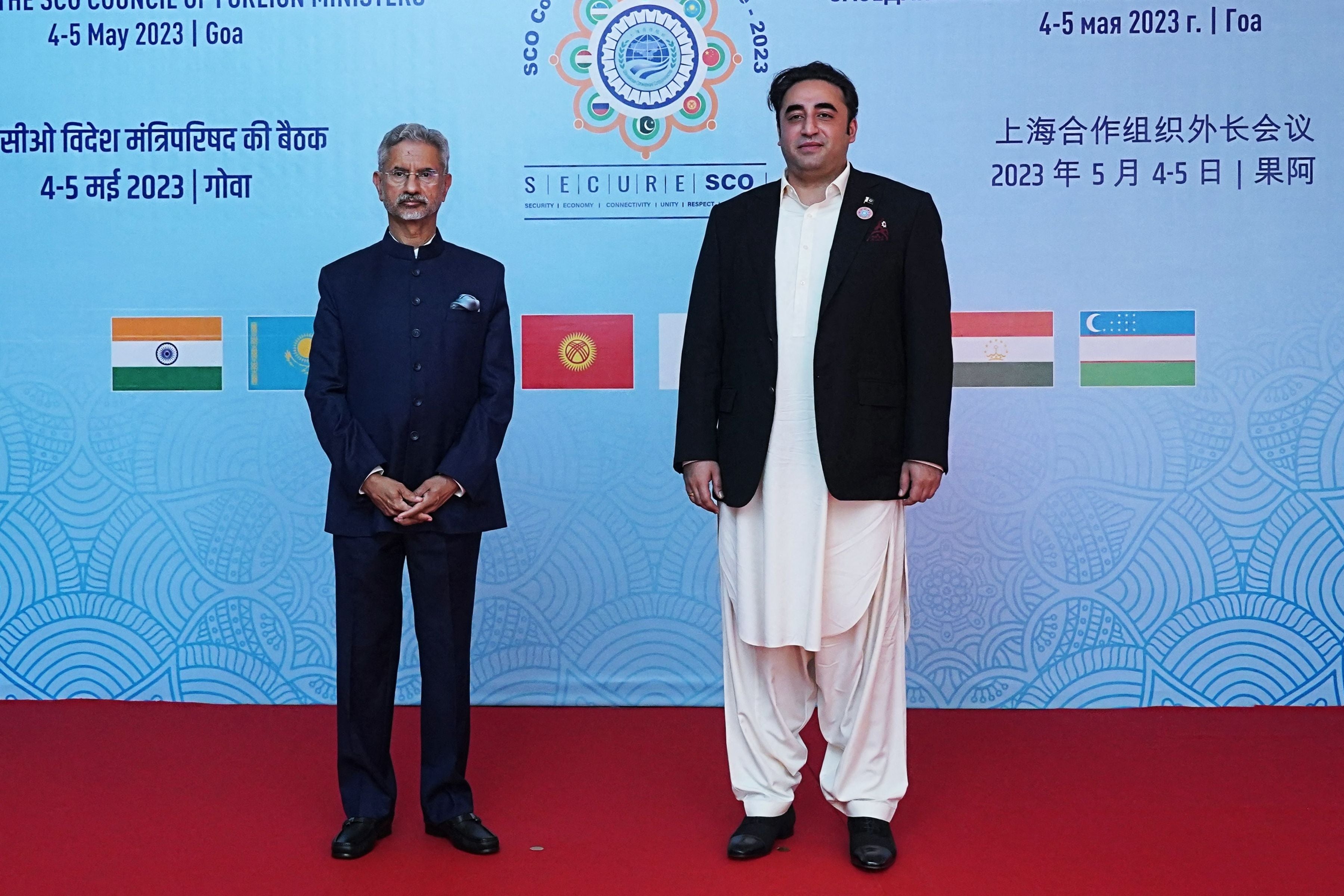 S Jaishankar welcomes Pakistan's foreign minister Bilawal Bhutto Zardari at a meeting of the Shanghai Cooperation Organisation Council in 2023