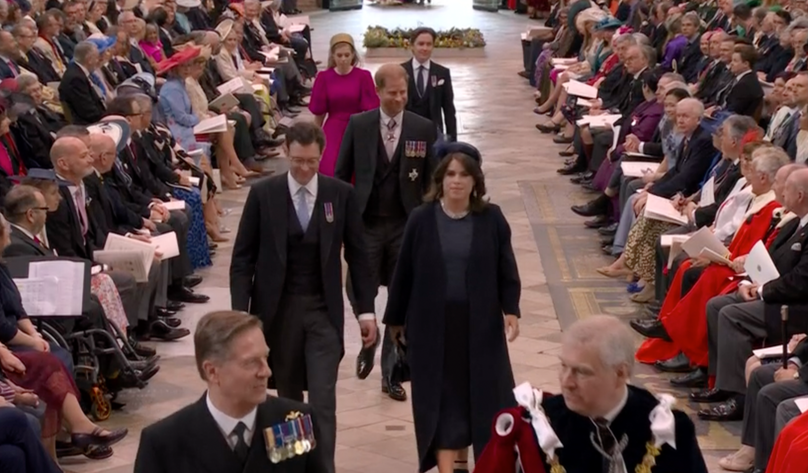 Princess Eugenie and husband Jack Brooksbank with Princess Beatrice and Prince Harry