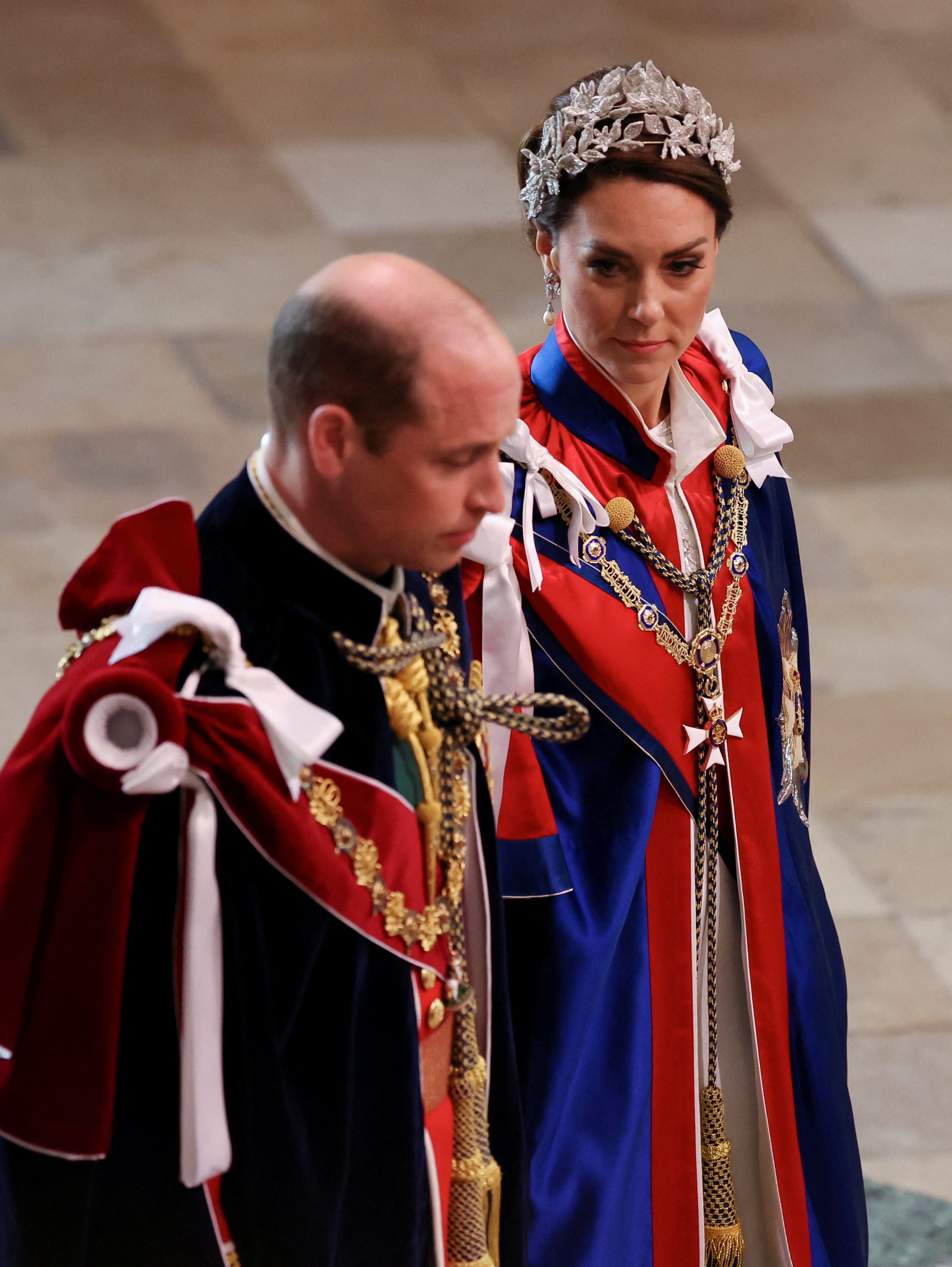 The Prince and Princess of Wales attending the service