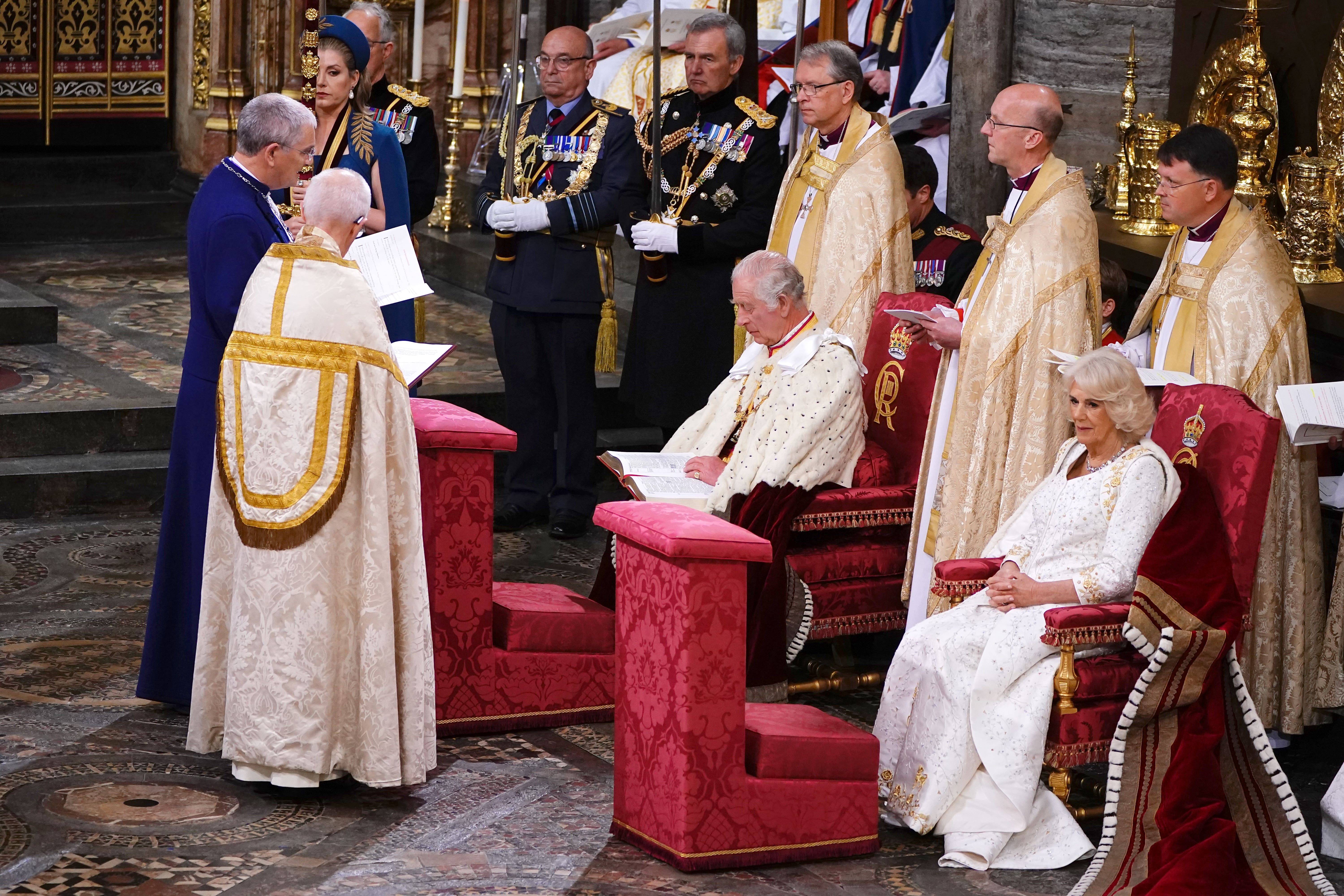 King Charles III and Queen Camilla during their coronation ceremony (Yui Mok/PA)