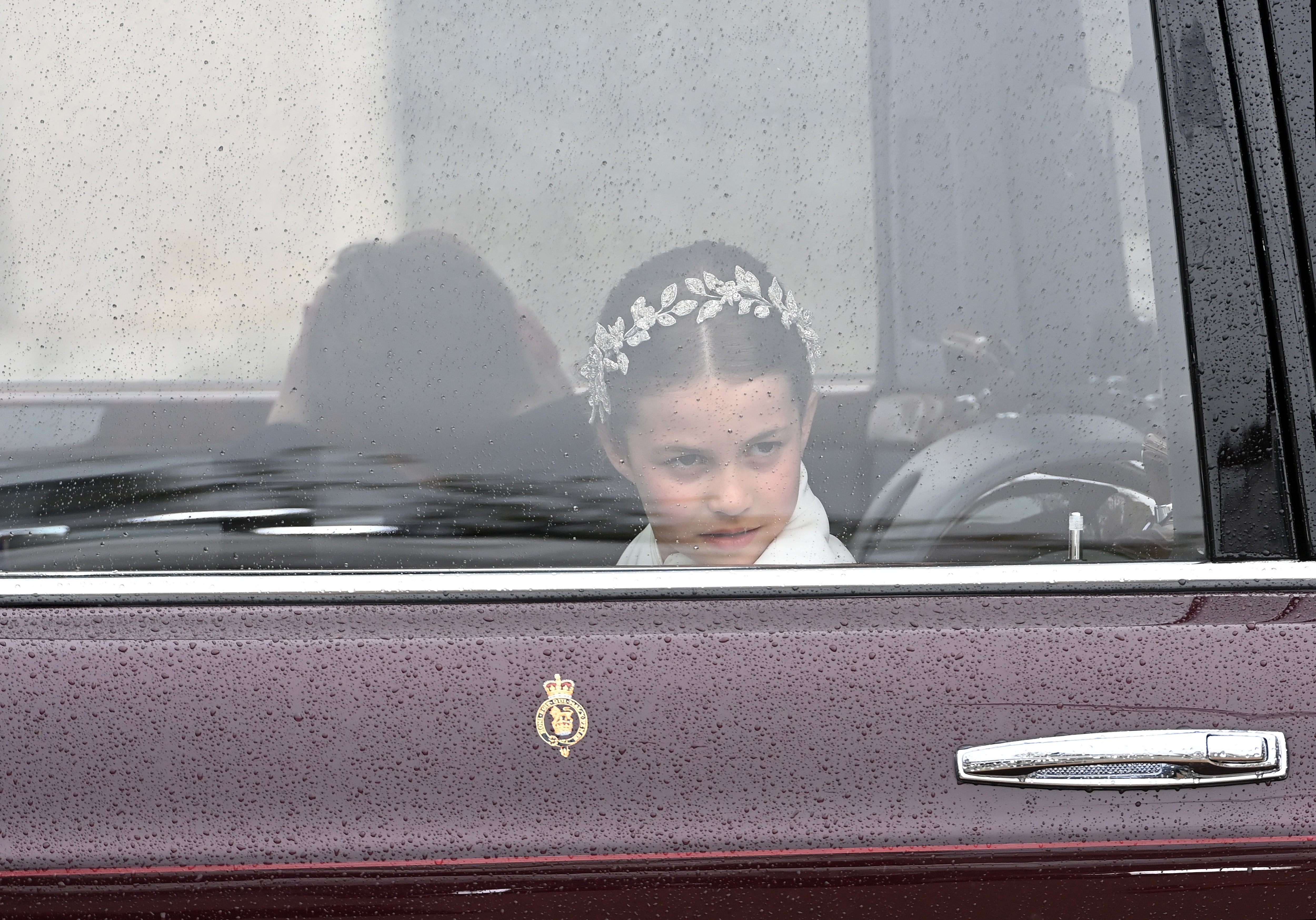 Princess Charlotte of Wales travelling in the state car ahead of the coronation