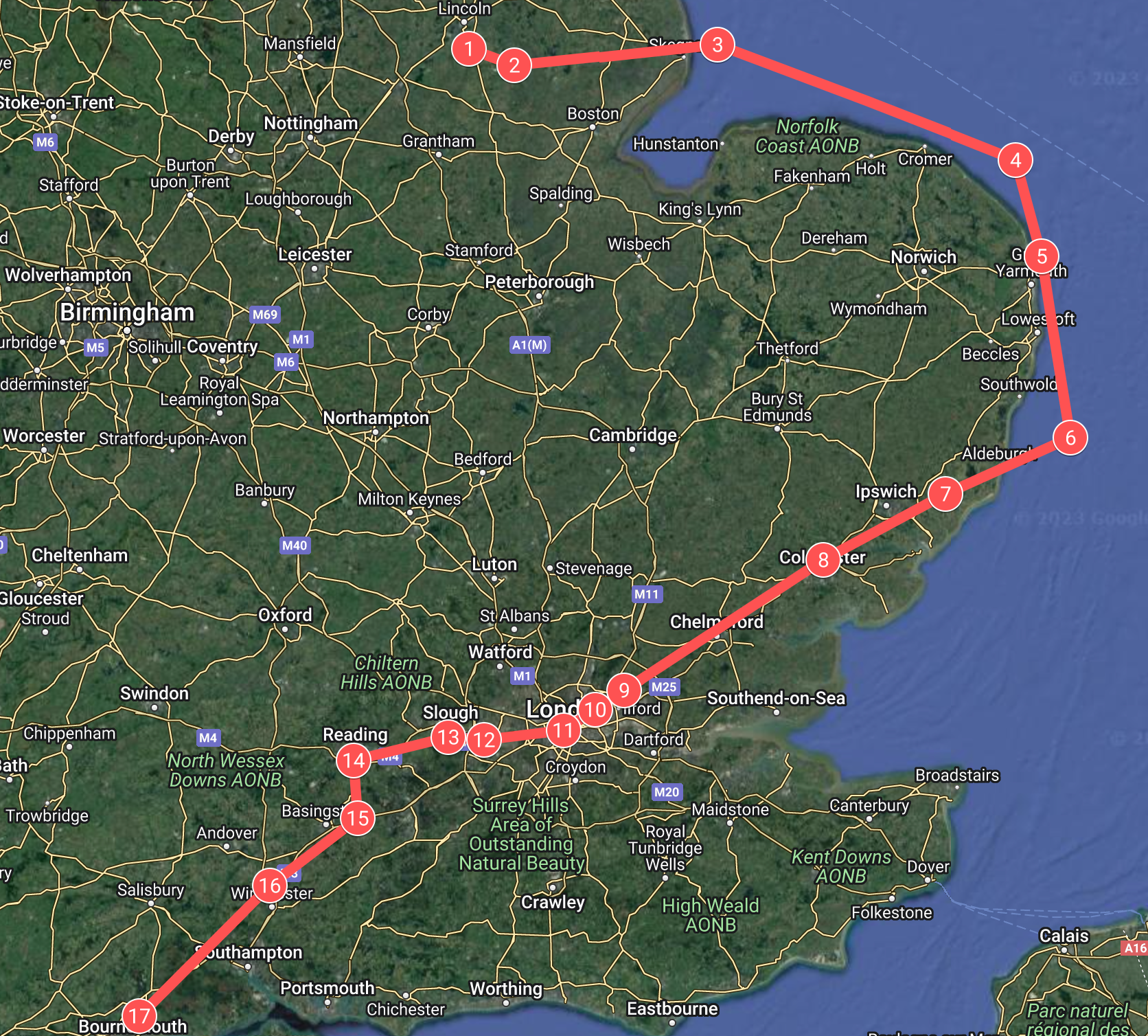 The Red Arrows’ expected coronation flyover route