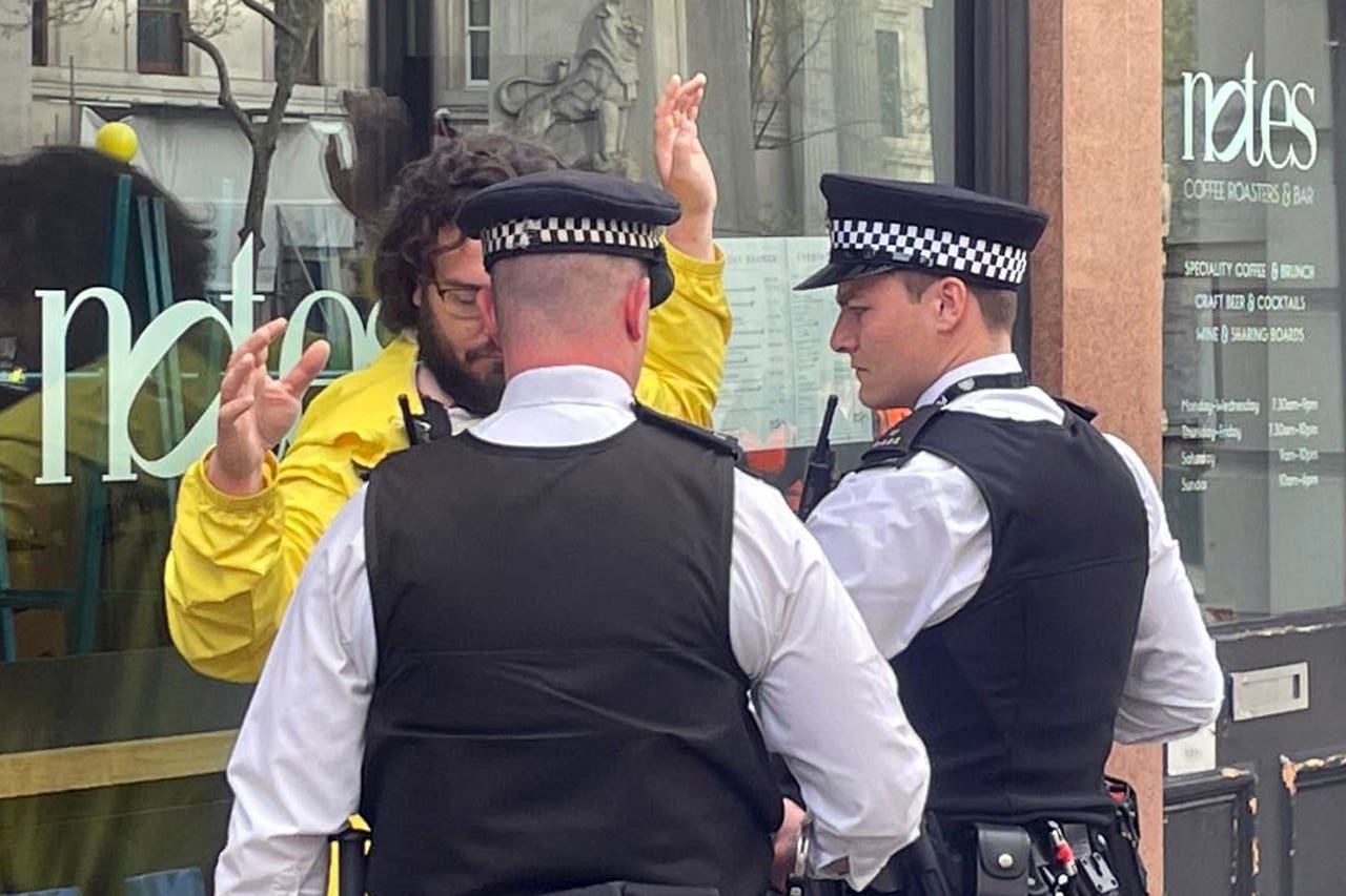 An anti-monarchy protester is arrested in central London (@Labour4Republic/PA)