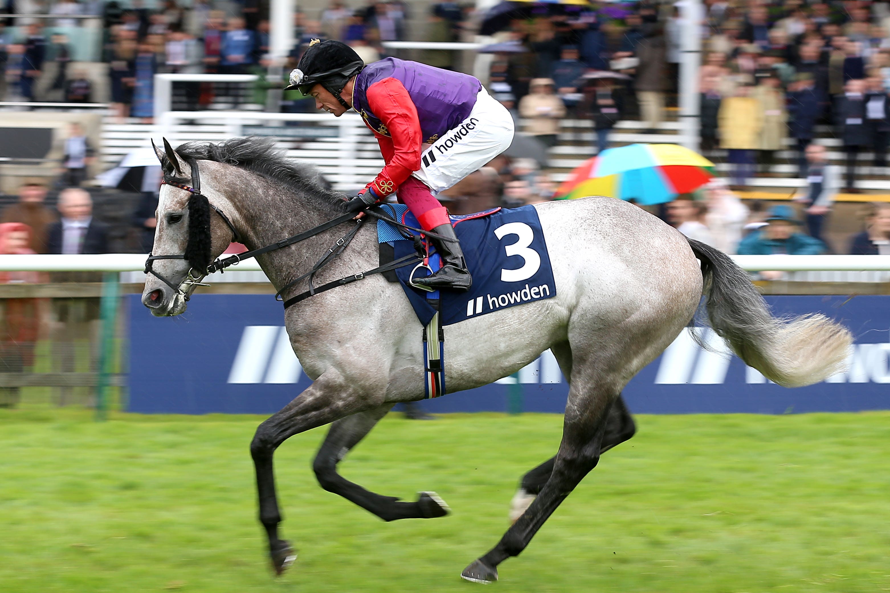 Saga ridden by jockey Frankie Dettori goes to post (PA)