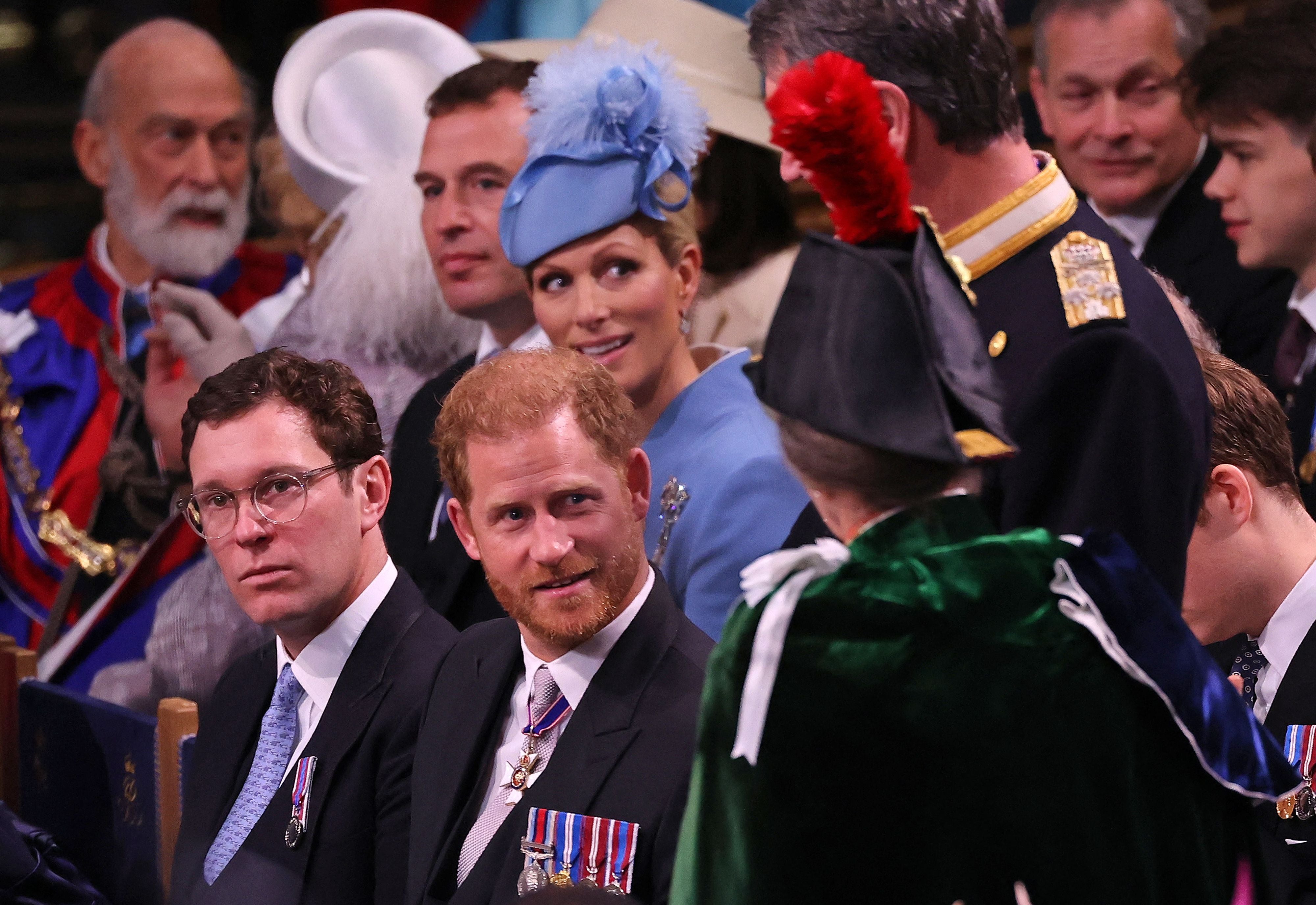 Prince Harry talks to Princess Anne