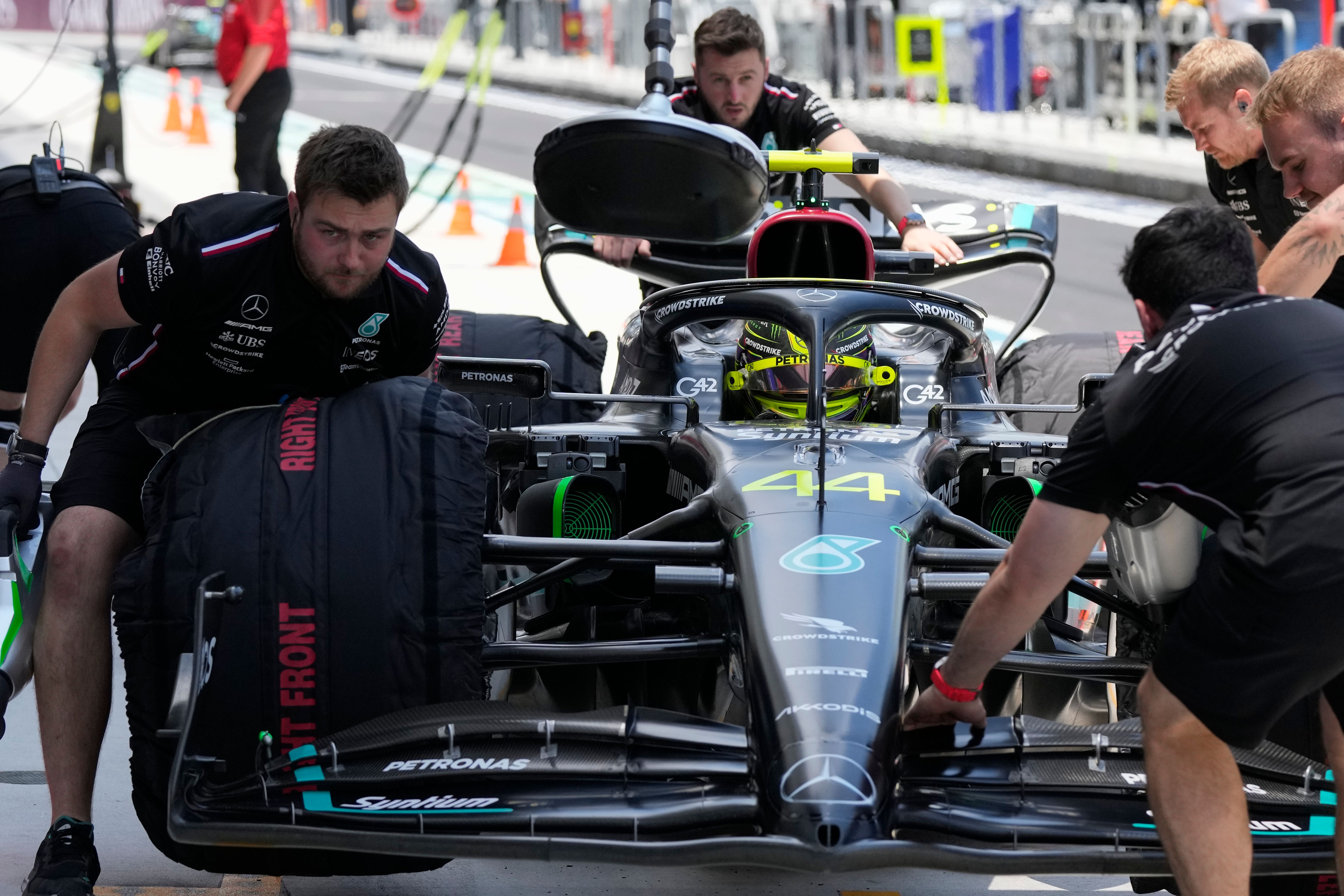 Mercedes driver Lewis Hamilton will start 13th on the grid for the Miami Grand Prix