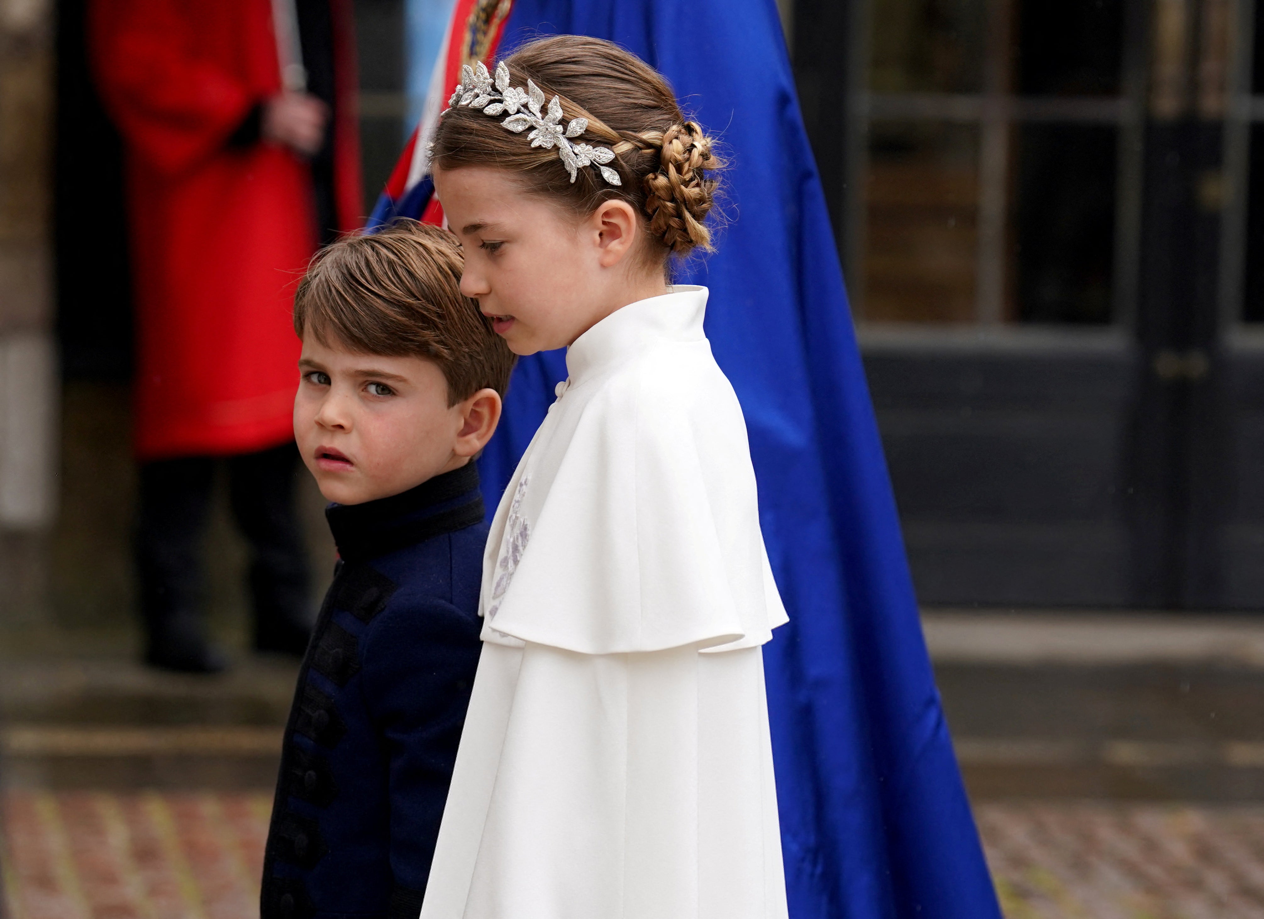 Princess Charlotte and Prince Louis arriving at Westminster Abbey