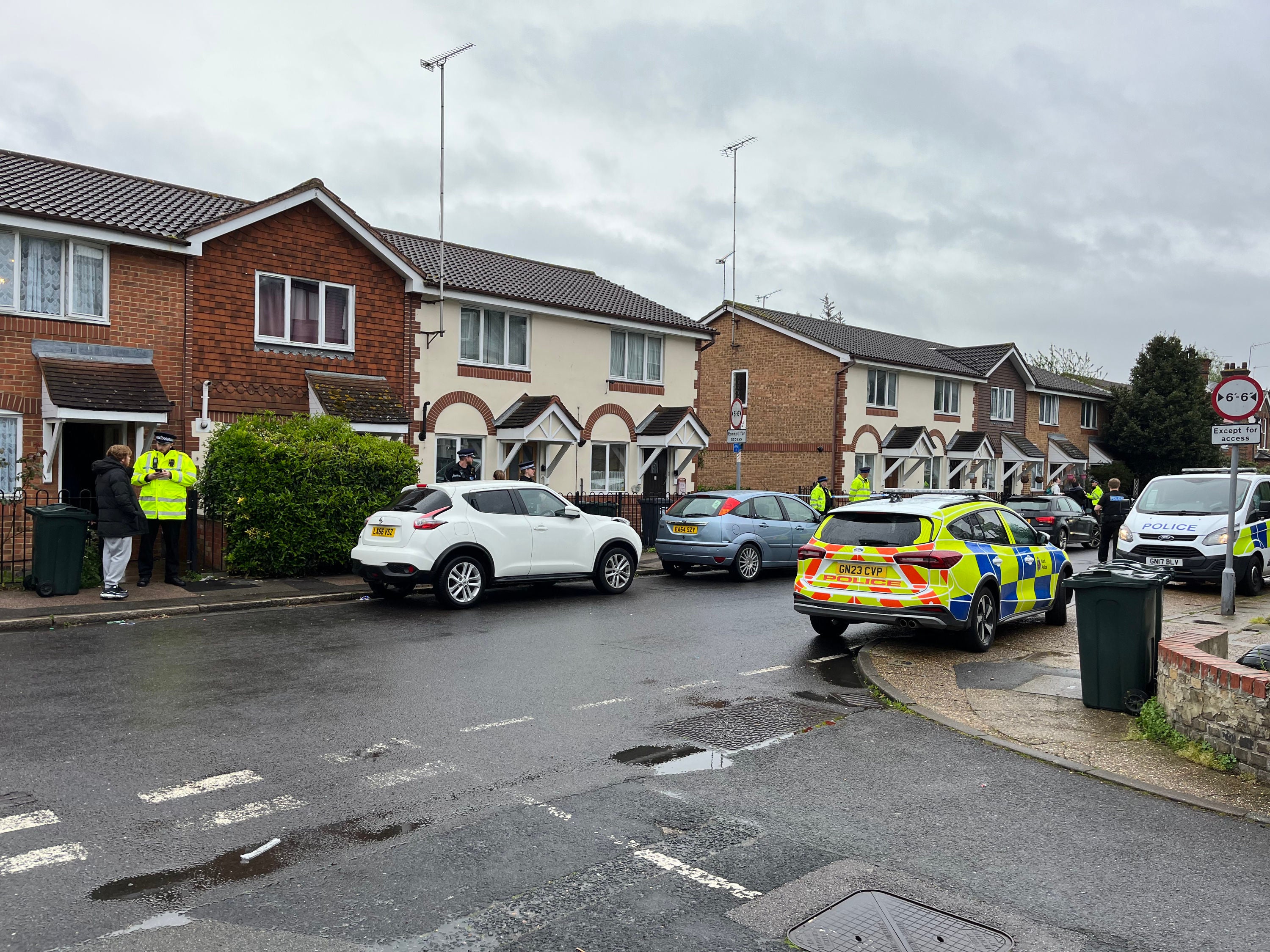 The scene in Priory Road, Dartford, Kent