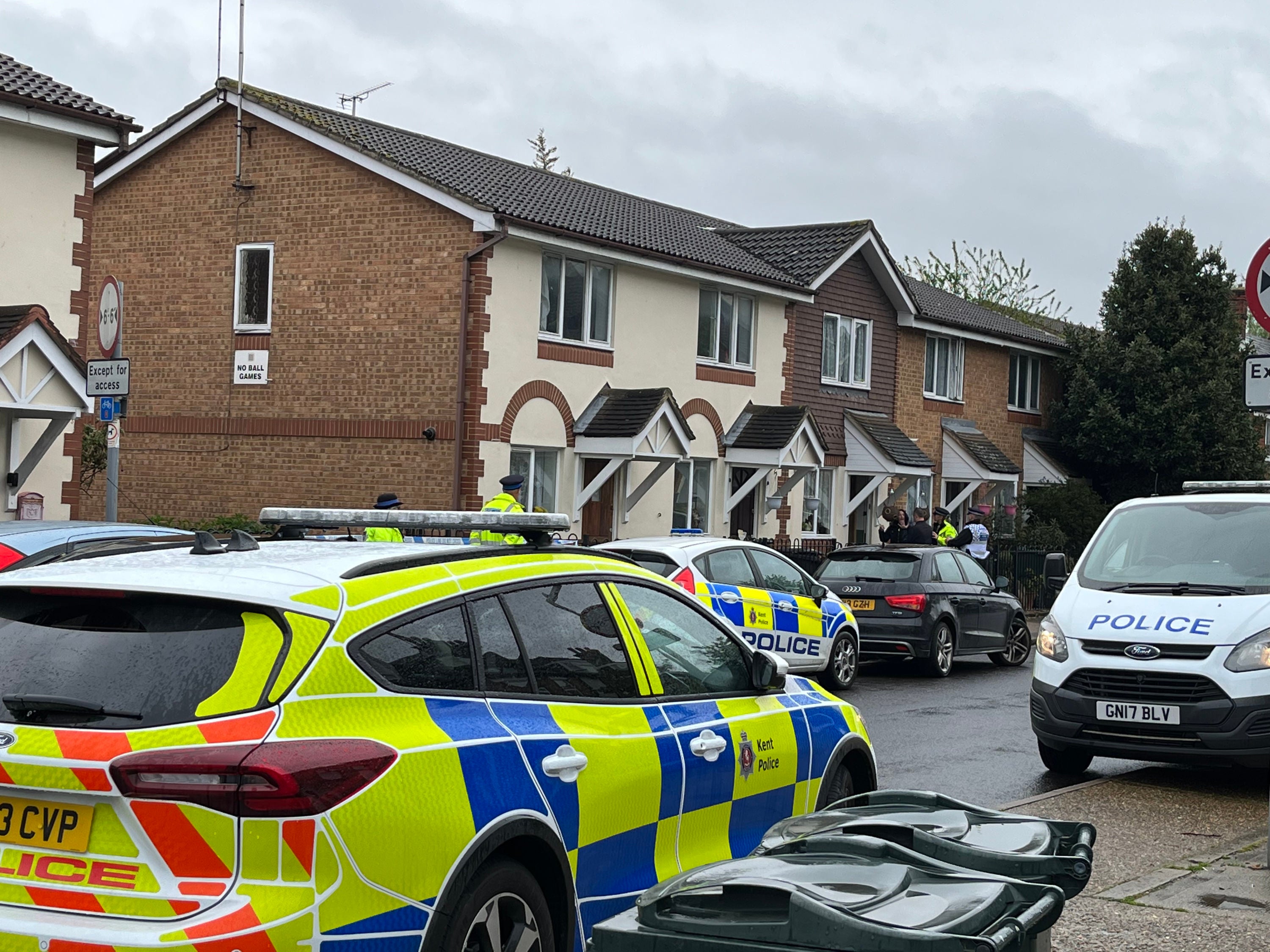 Police at the scene on Priory Road, Dartford