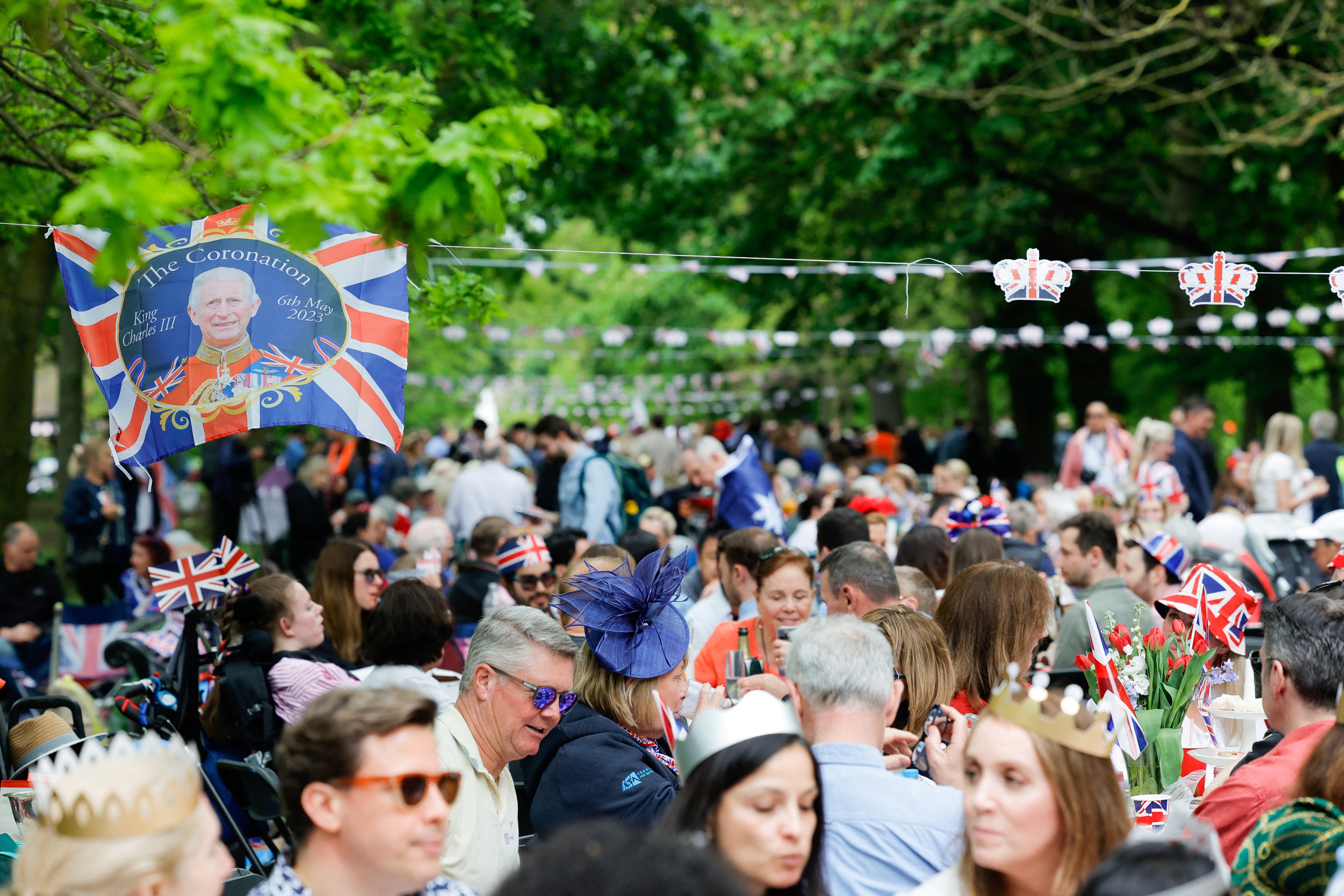 People at the Big Lunch at Regent’s Park celebrate King Charles’s coronation