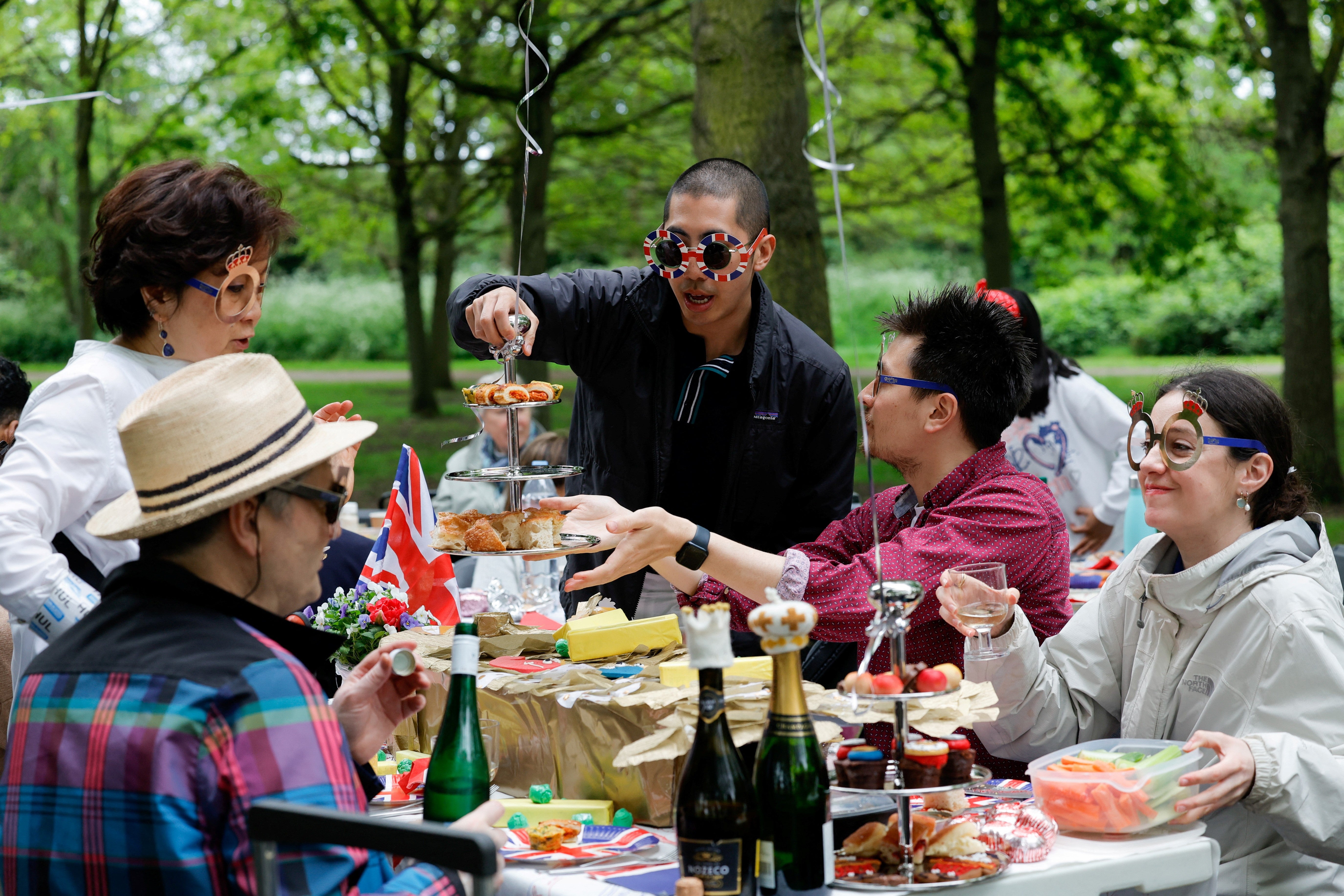 People gather to celebrate the historic event at the Big Lunch in Regent’s Park