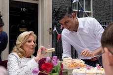 Jill Biden joins Rishi Sunak for Coronation Big Lunch outside No 10