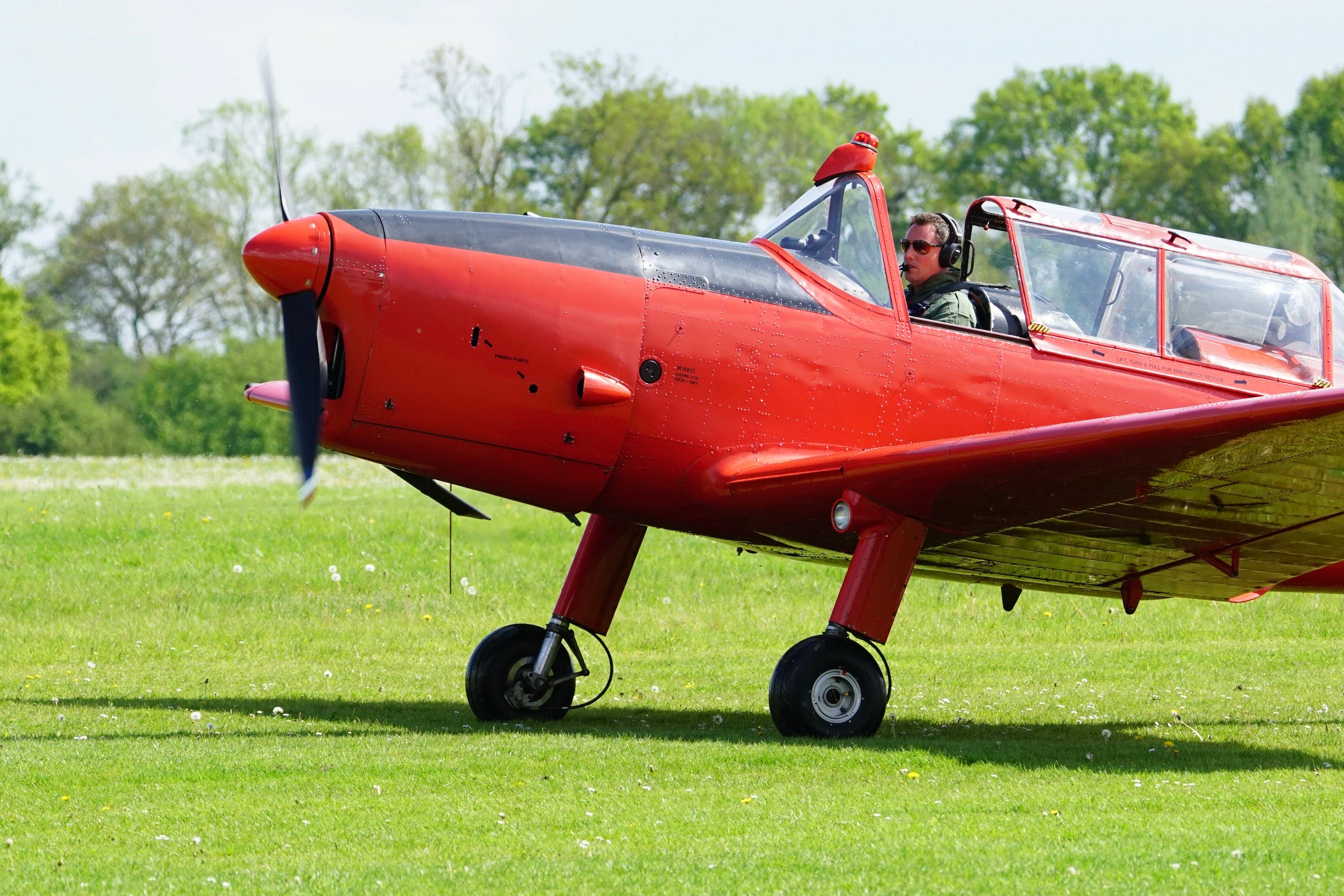 The King’s lifelong connection to the skies was marked in Bedford on Sunday with the small red aircraft he learnt how to fly in in 1969 delighting aviation and military enthusiasts in Bedford (Hilton Holloway/PA)