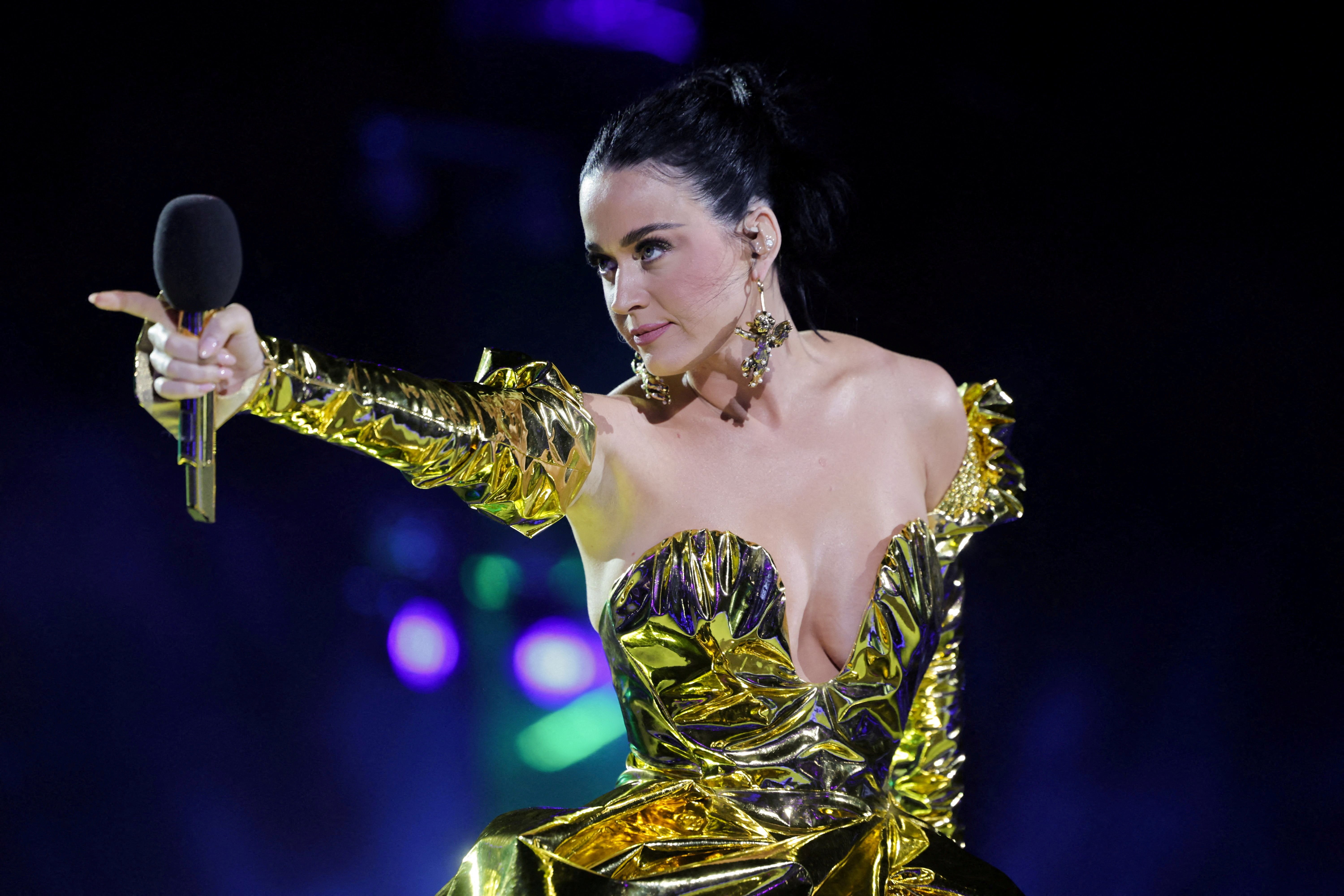 Katy Perry performs on stage during the Coronation Concert on 7 May