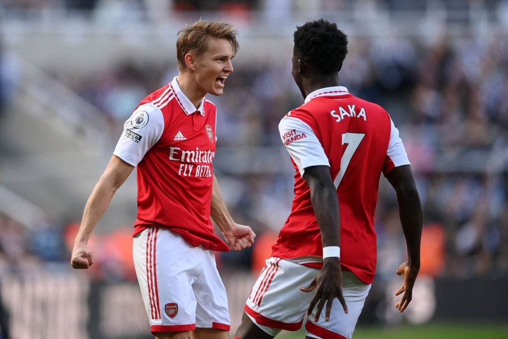 Arsenal captain Martin Odegaard and winger Bukayo Saka