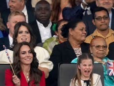 Princess Charlotte looks stunned as she realises who’s on stage at the coronation concert