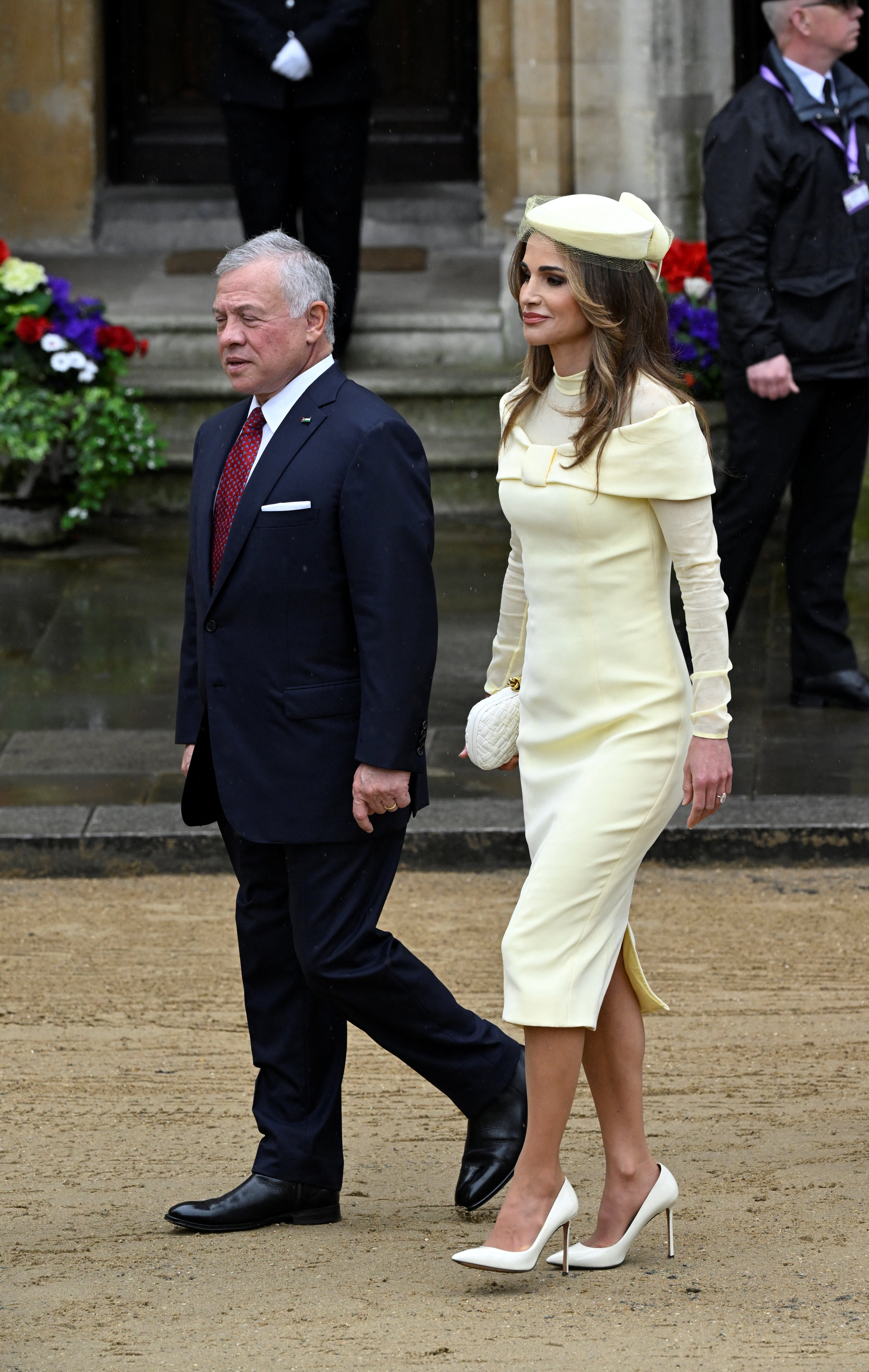 King Abdullah II of Jordan and Queen Rania arrive to attend the Coronation of King Charles III and Queen Camilla