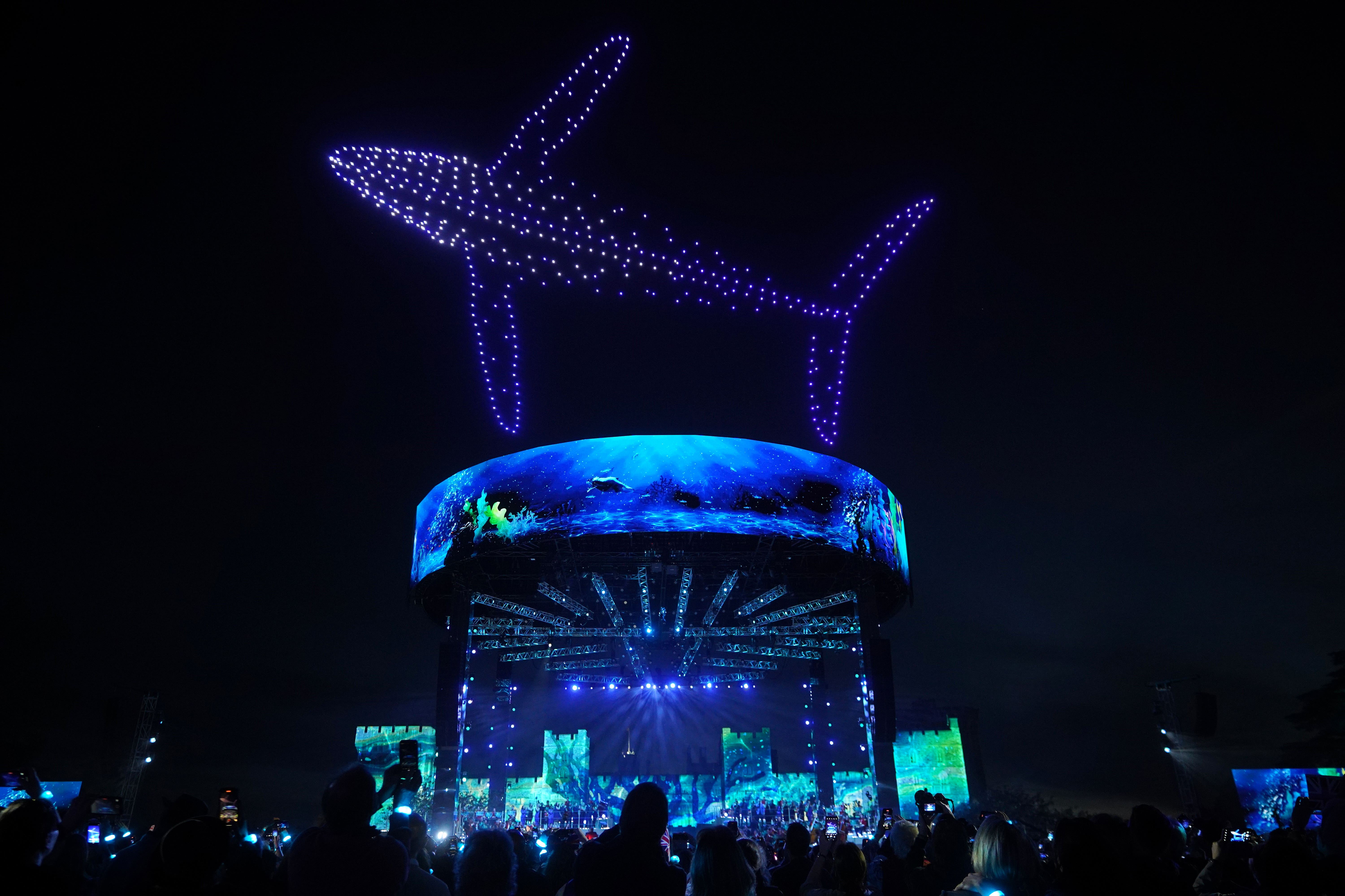 One thousand drones took part in light shows over Windsor Castle, Cardiff Bay and the Eden Project (Yui Mok/PA)