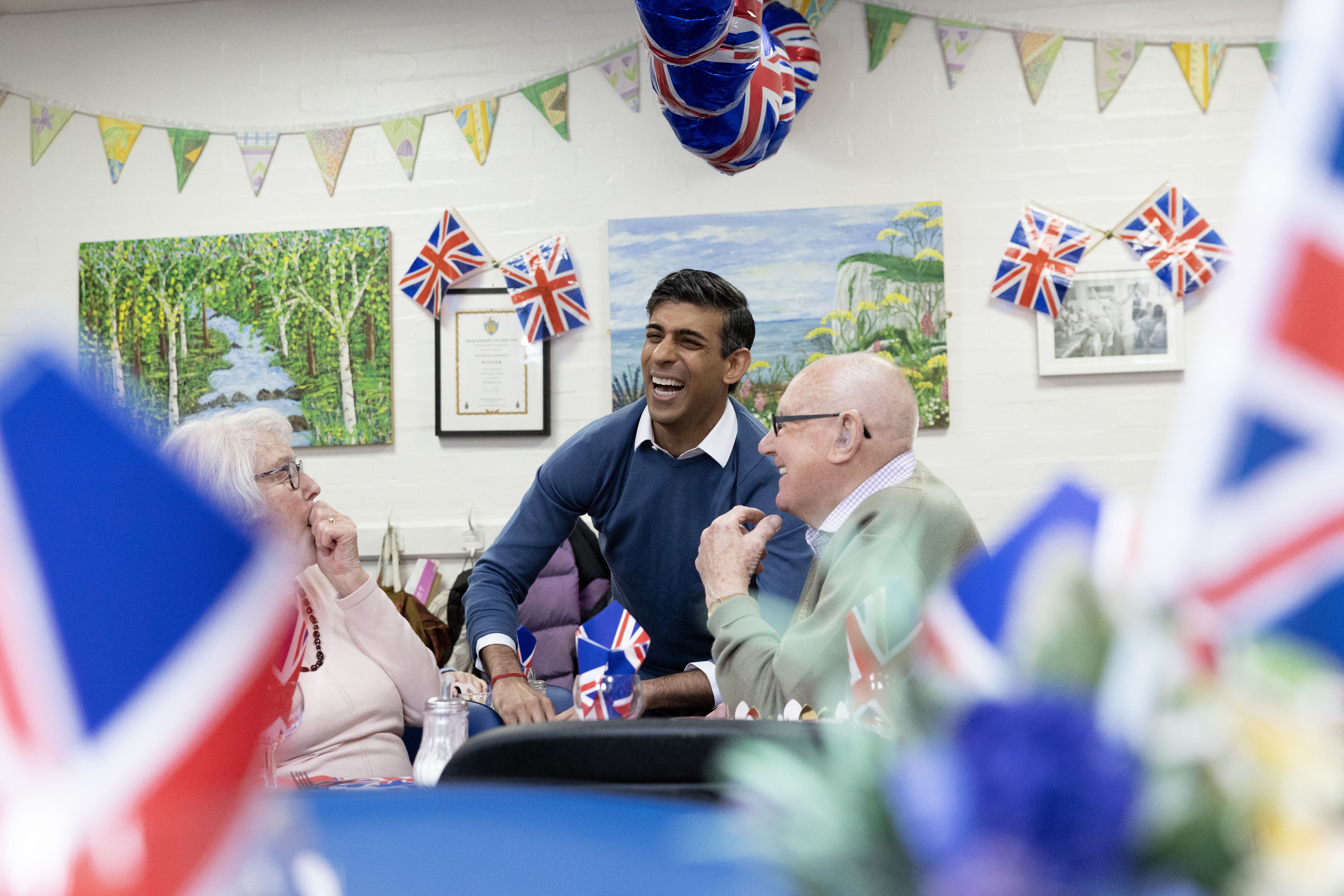 Sunak at the Royal Voluntary Service Mill End lunch club on Monday