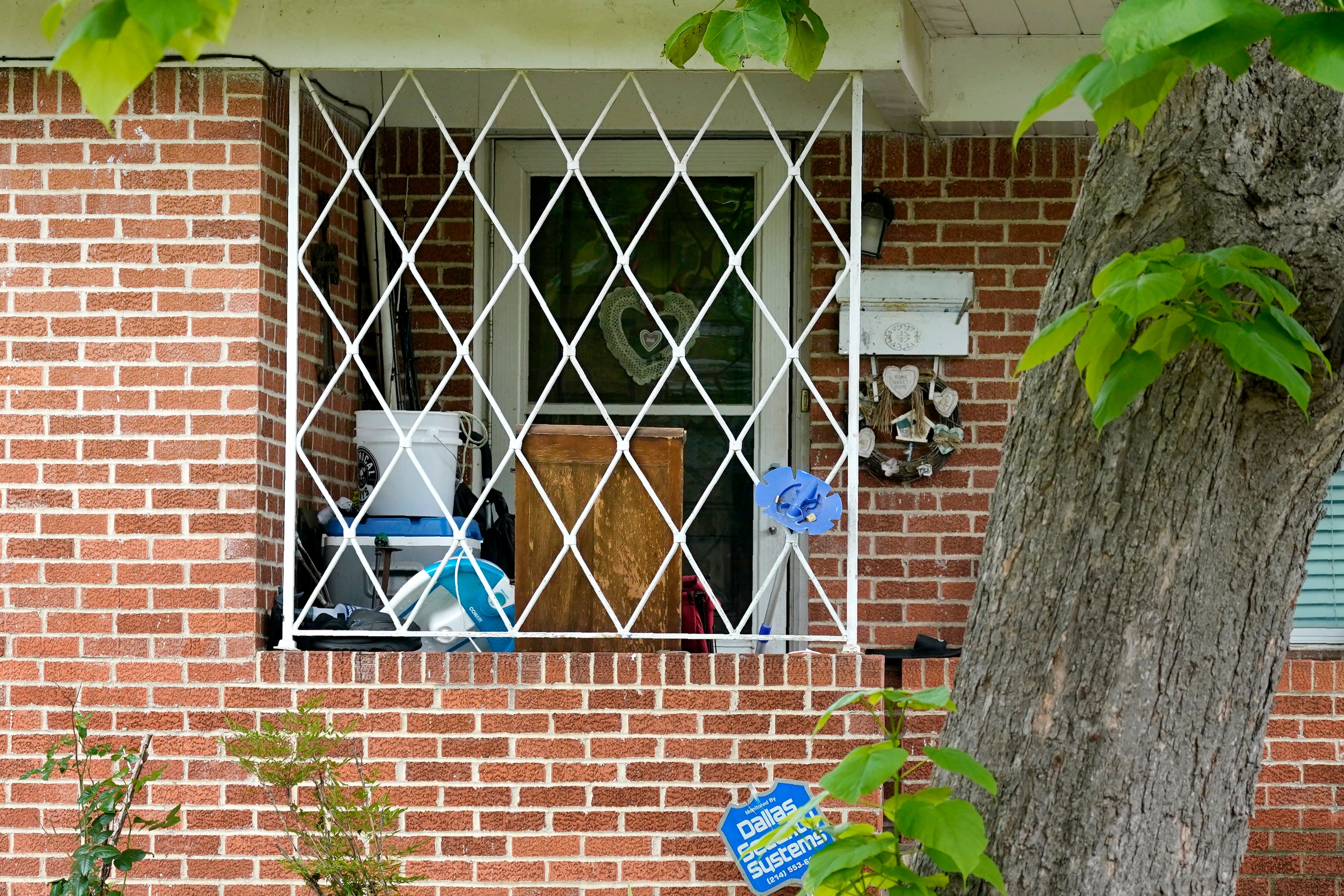 The front entrance is shown of a home connected to Allen shooting suspect Mauricio Garcia, 33, of Dallas