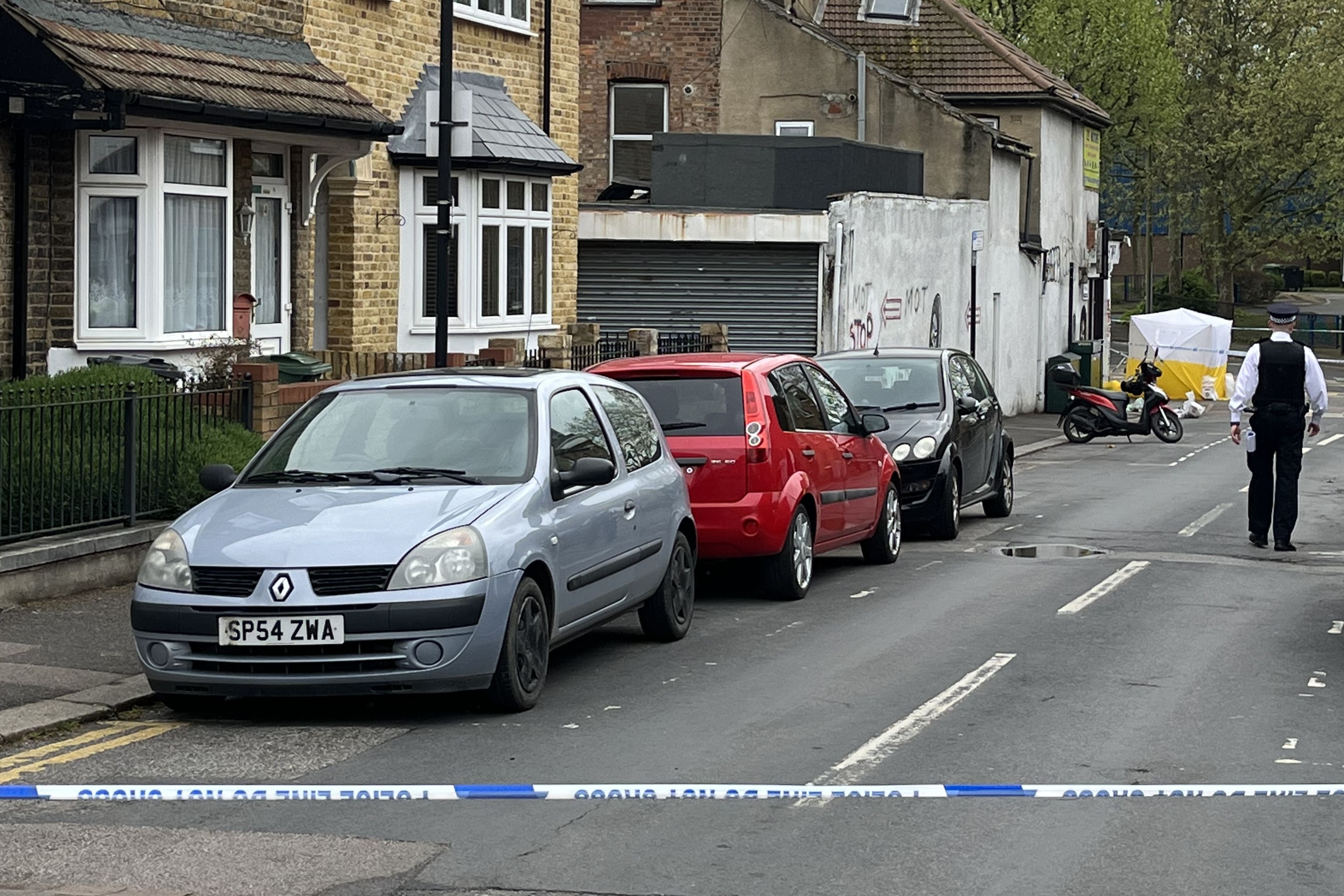 Police at the scene near Kelmscott school in Walthamstow (Joseph Draper/PA)