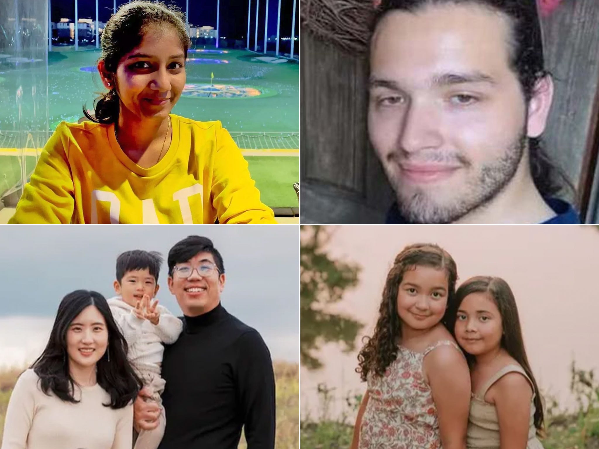 Aishwarya Thatikonda, Christian LaCour, Daniela and Sofia Mendoza, and James Cho, Kyu Song Cho and Cindy Cho (clockwise from top left)