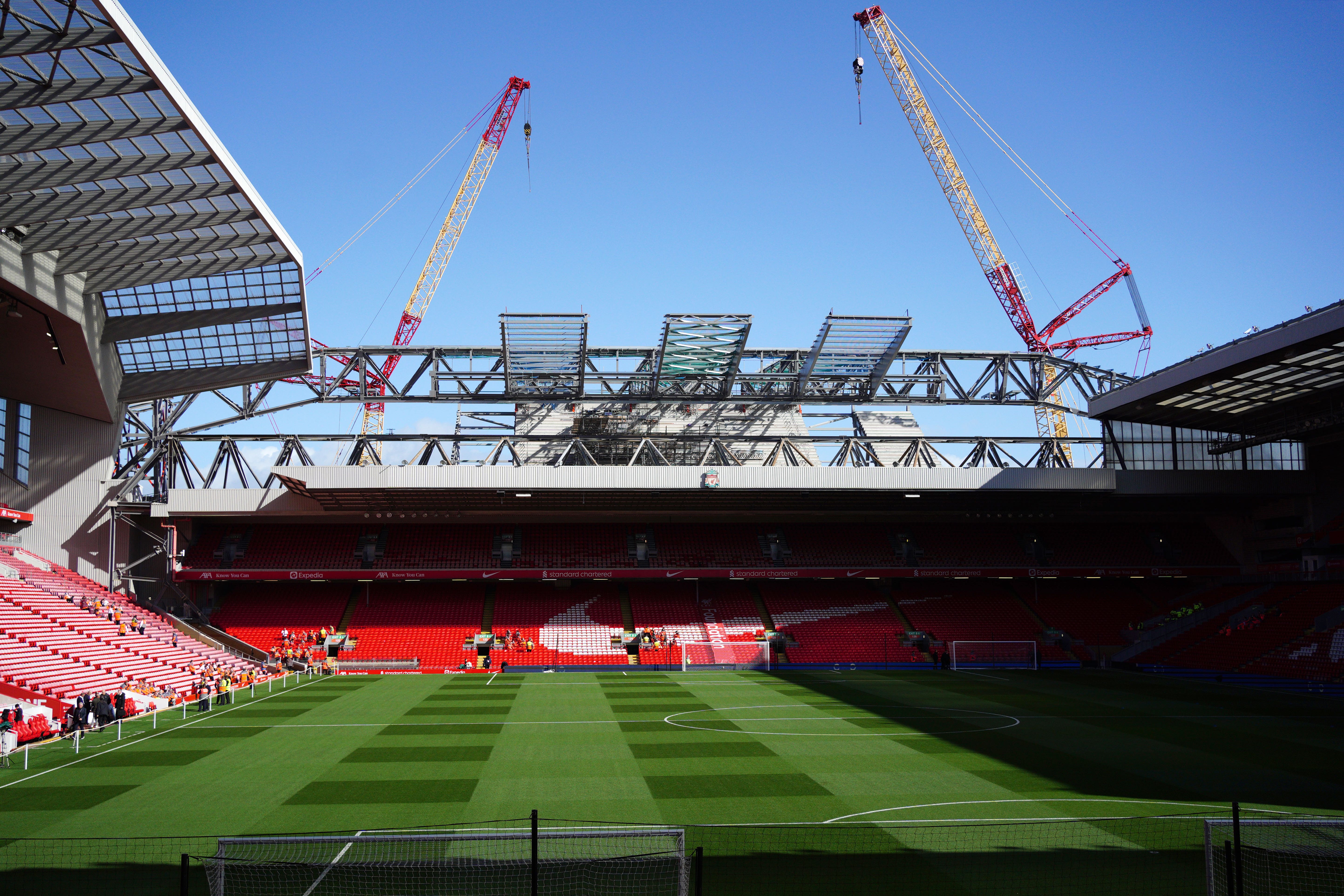 Liverpool have asked for the first match of next season to be played away from home as they finalise construction of the new Anfield Road stand (Peter Byrne/PA)