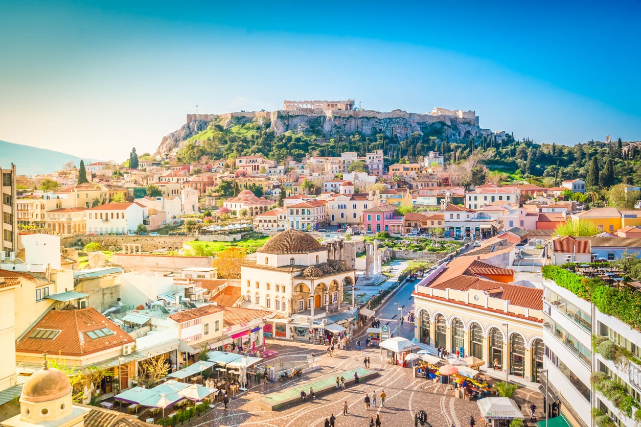 Athens’ skyline, with the Acropolis up high