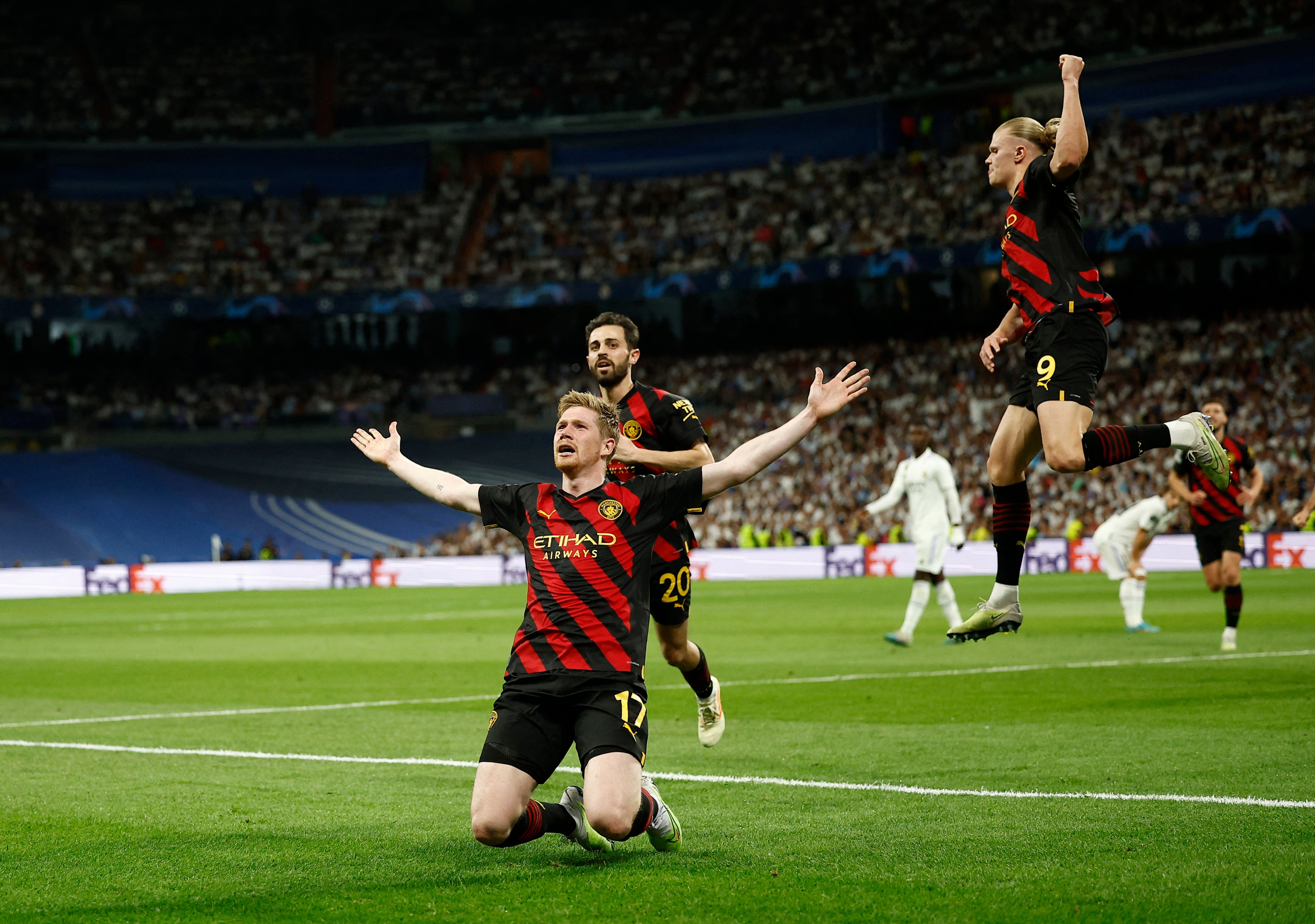 De Bruyne’s strike matched Vinicius’s in its brilliance