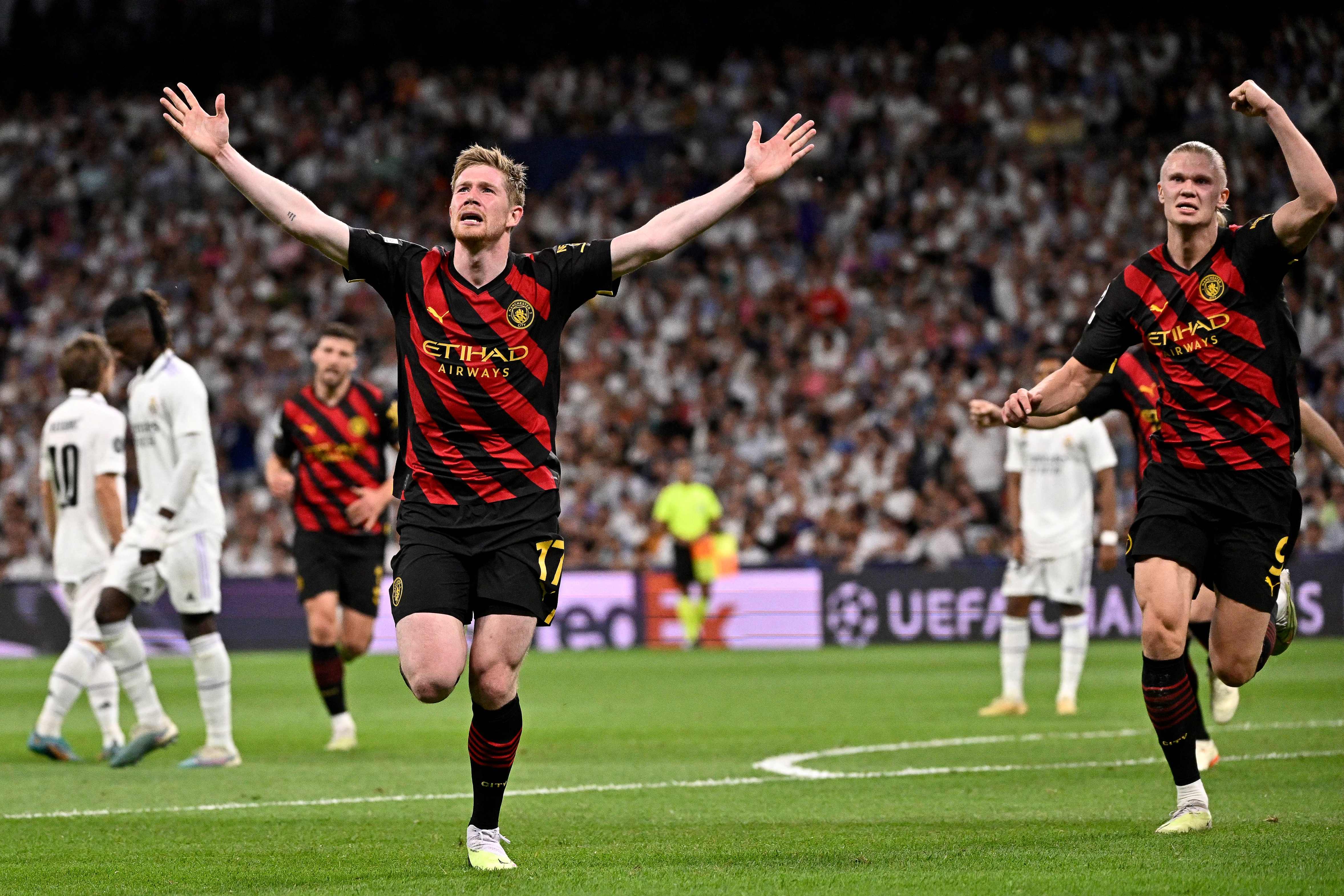 Kevin De Bruyne’s strike earned Manchester City a 1-1 draw at the Bernabeu