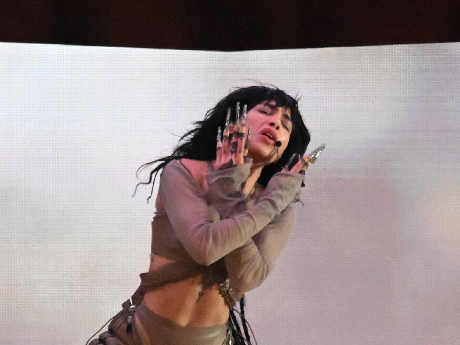 Loreen performing at the Eurovision semi-final dress rehearsal