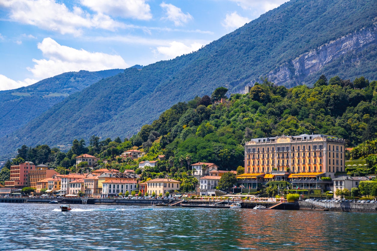 A view of the Grand Hotel Tremezzo (right) and part of Tremezzo village