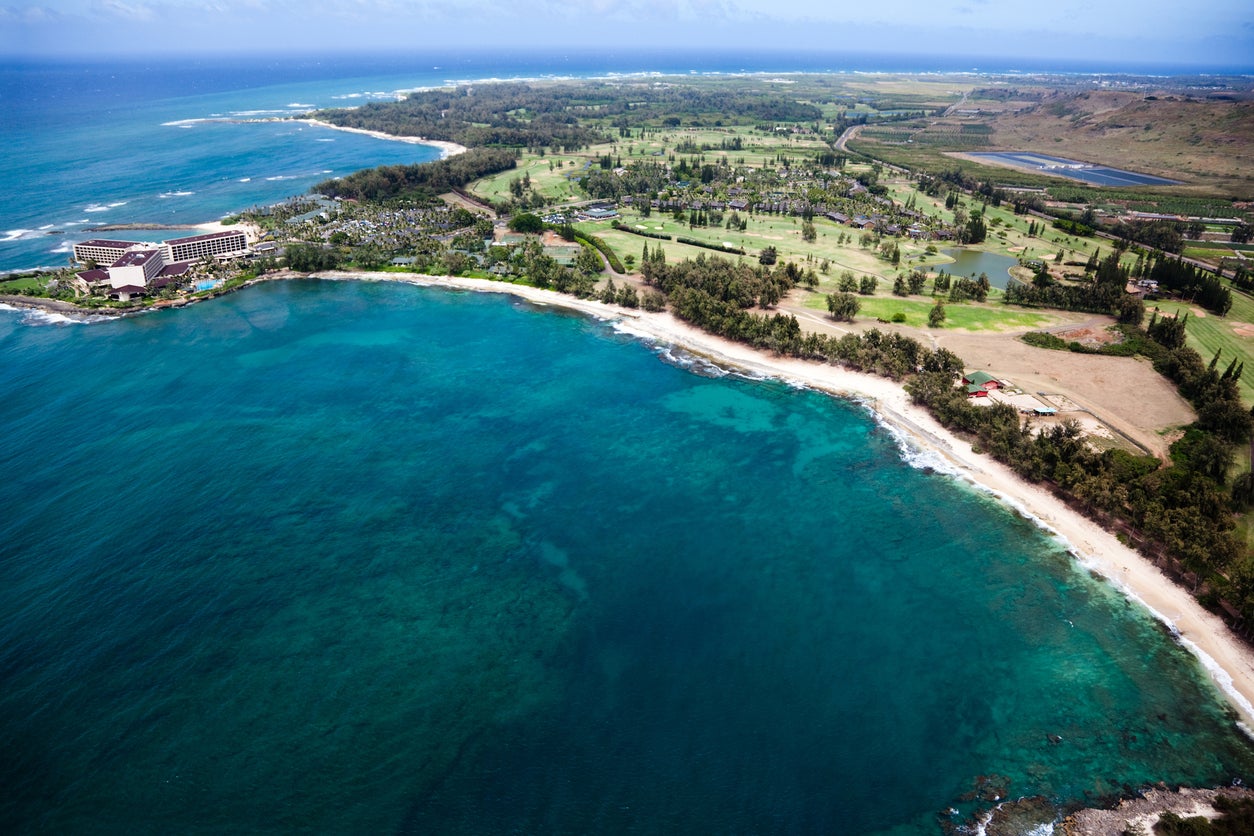 Turtle Bay, with the hotel itself on the left