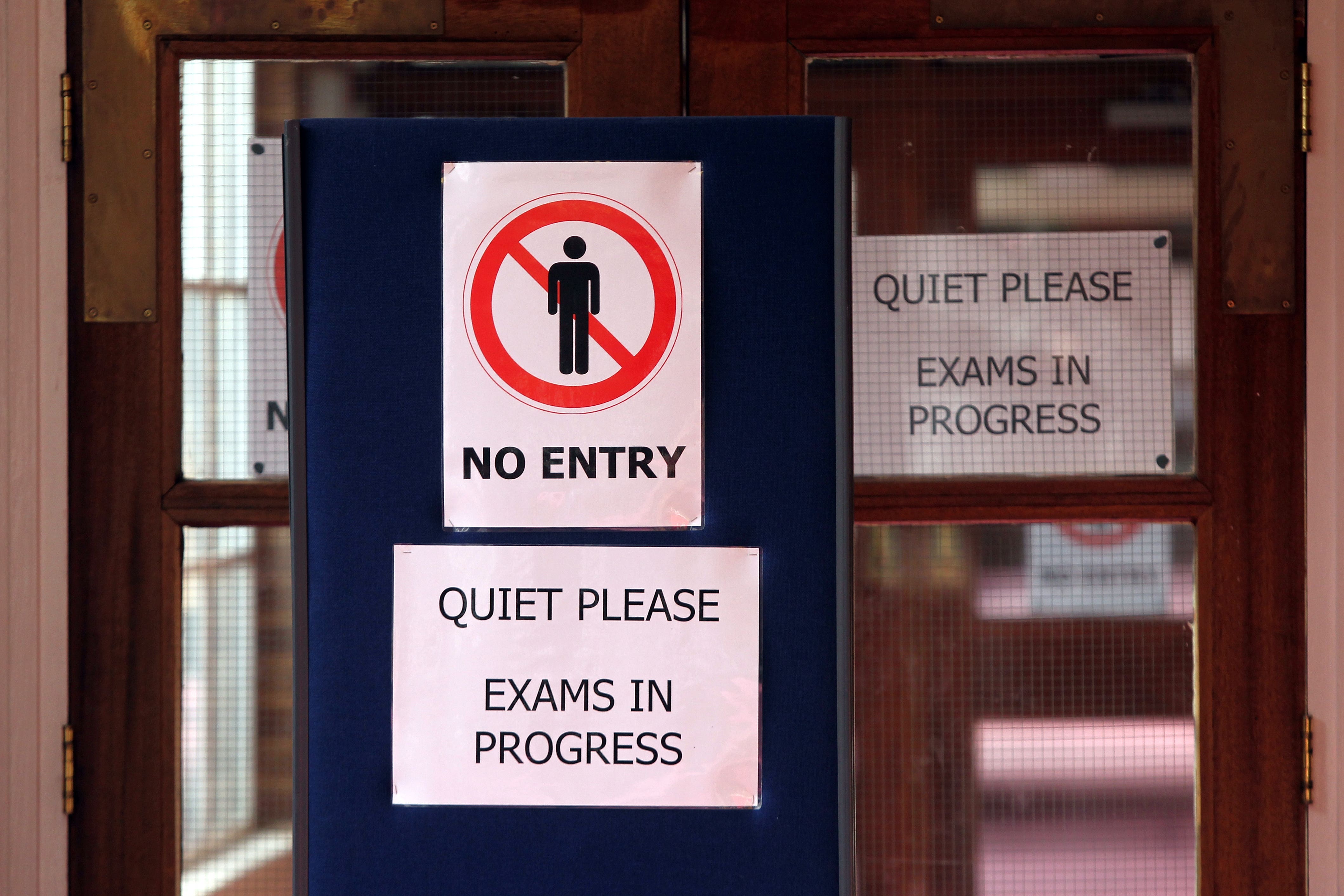 An exams sign (David Davies/PA)