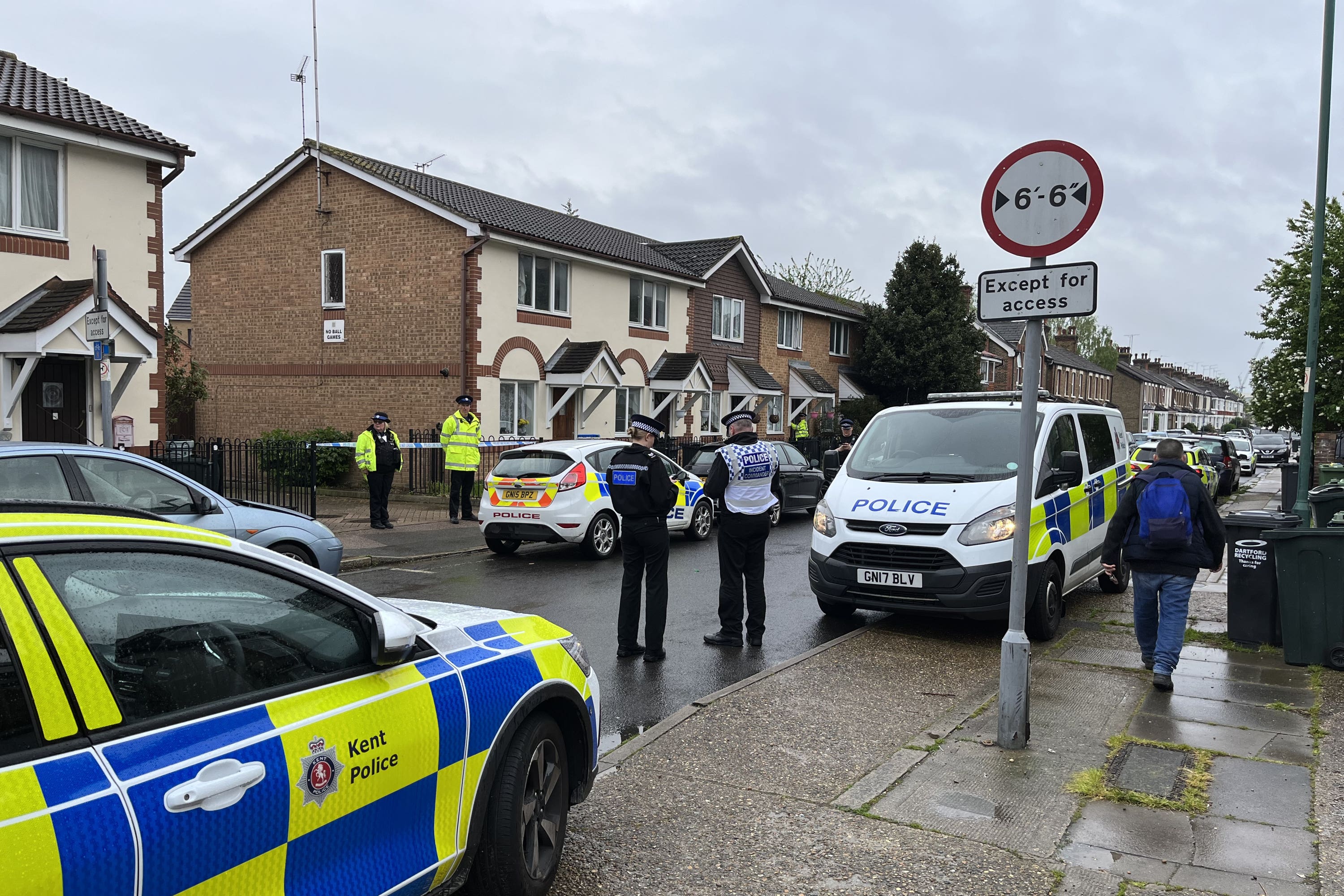 Police in Priory Road, Dartford, Kent (PA)