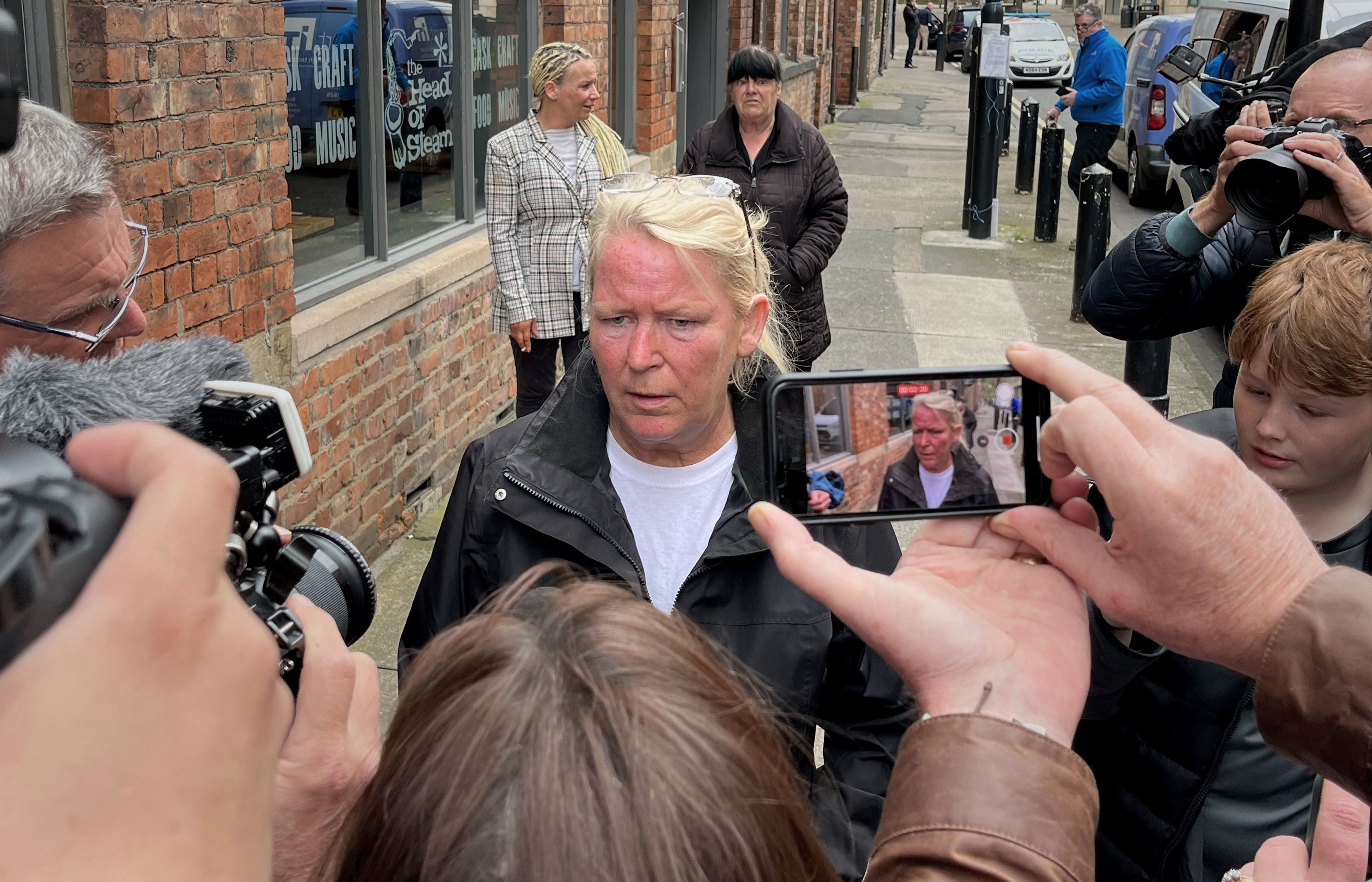 Nikki’s mother Sharon Henderson talks to the media outside Newcastle Crown Court after David Boyd was convicted of murdering her daughter