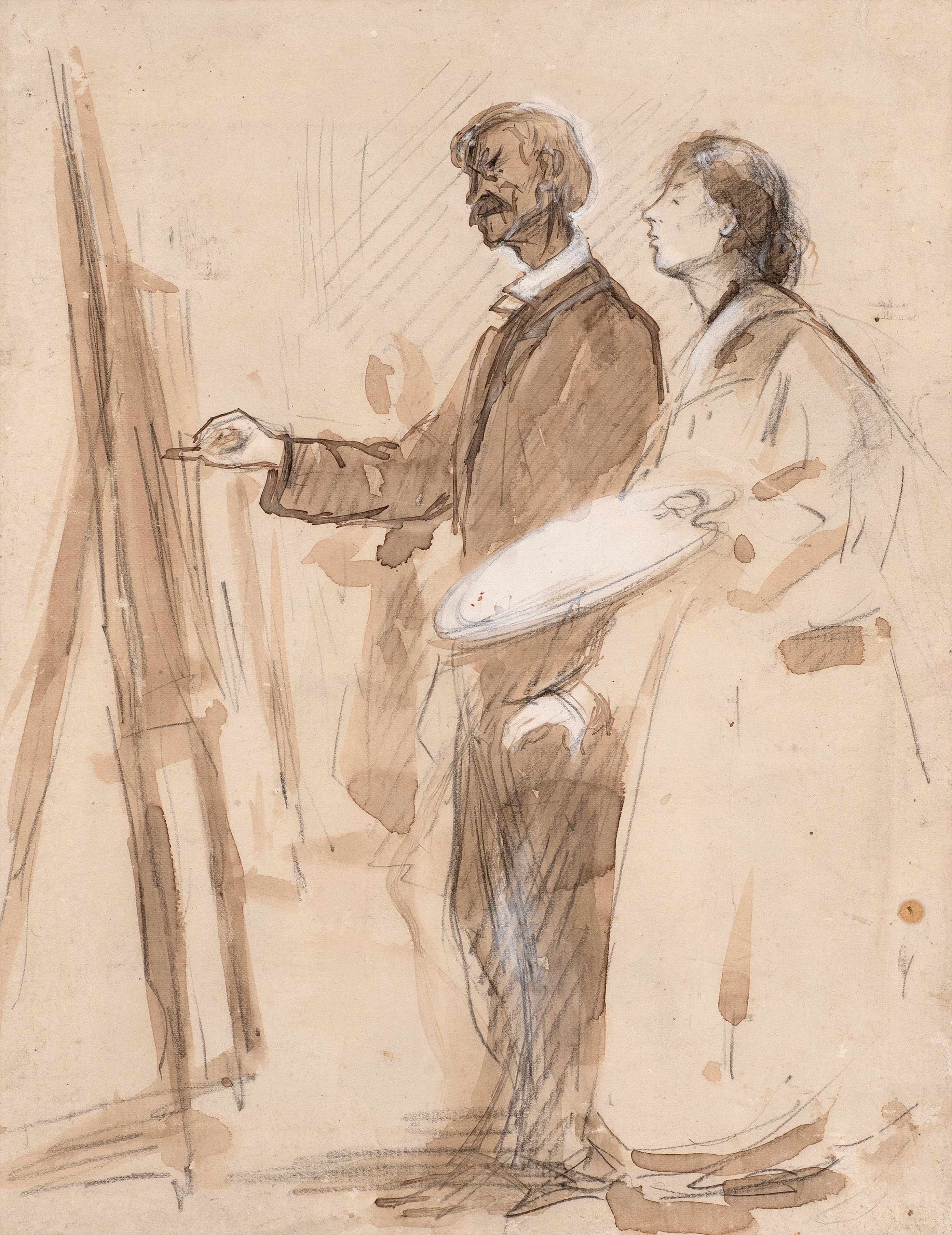 Augustus John, Frederick Brown and Gwen John at an Easel