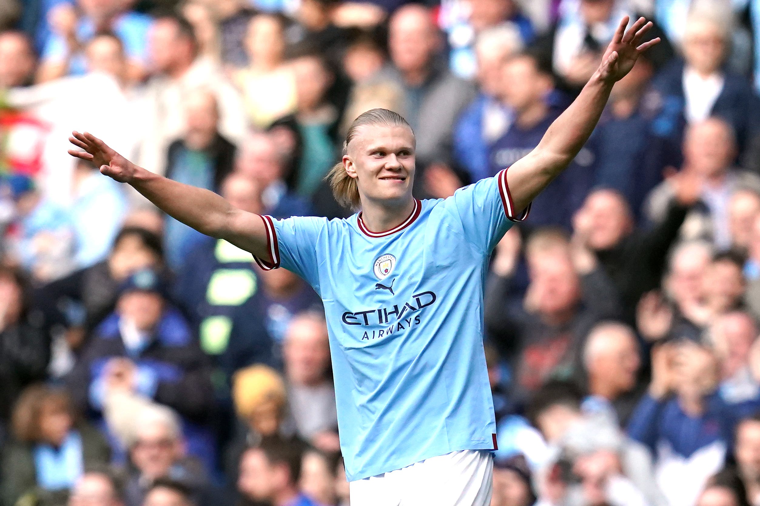 Erling Haaland had plenty to celebrate (Nick Potts/PA)