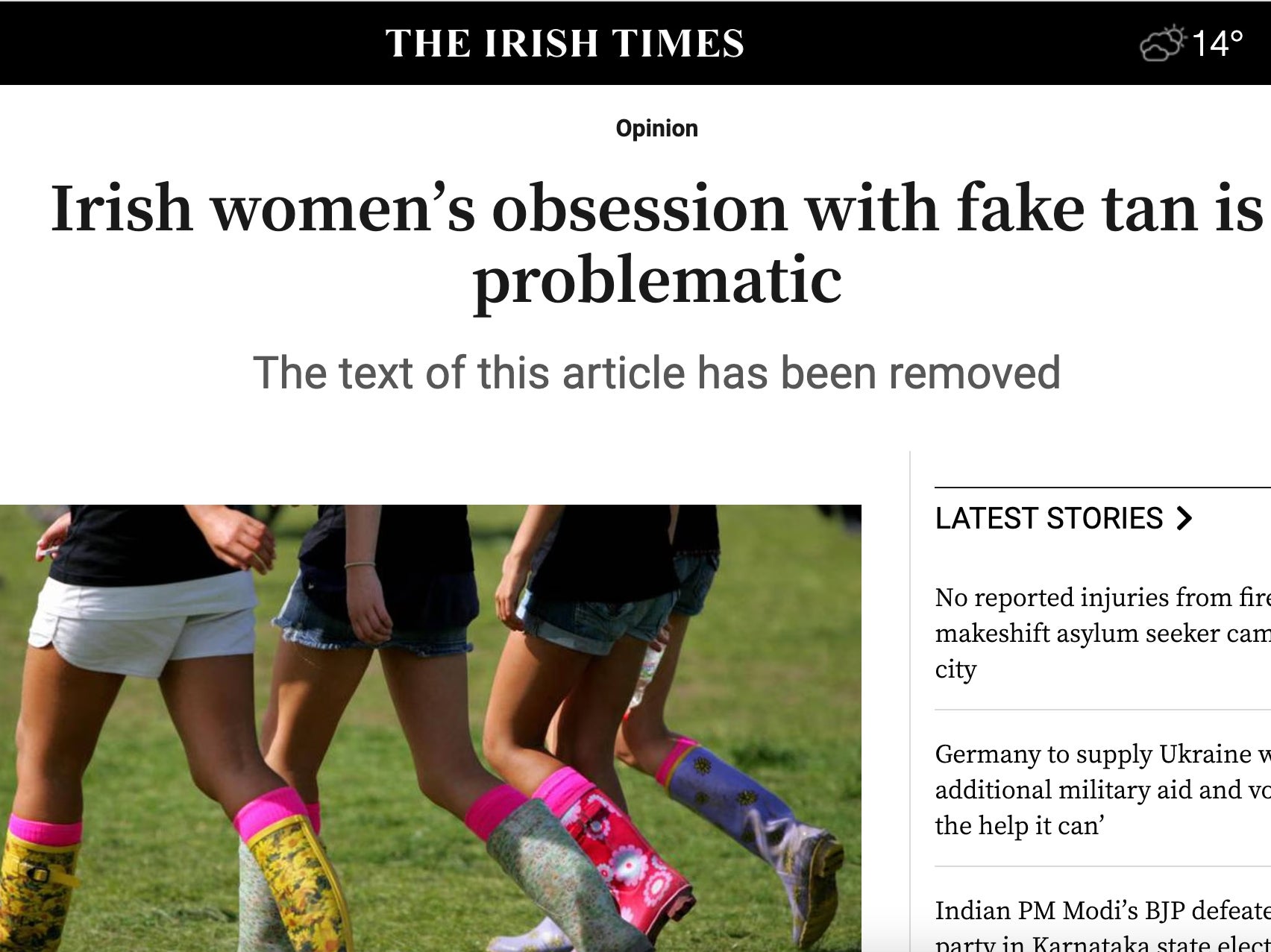 The Irish Times has removed the text of the article