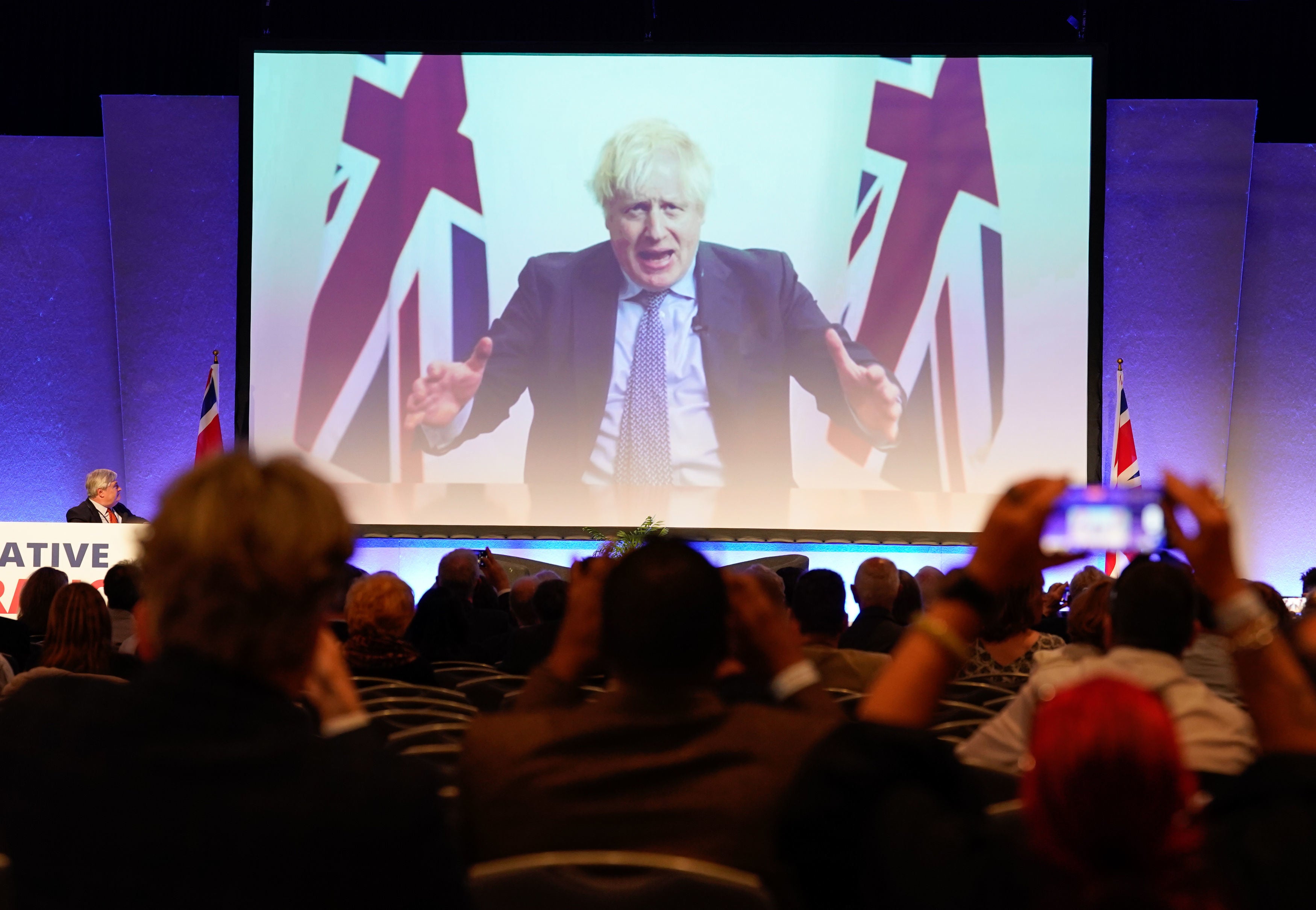 A video message from Boris Johnson played at the Conservative Democratic Organisation event on Saturday