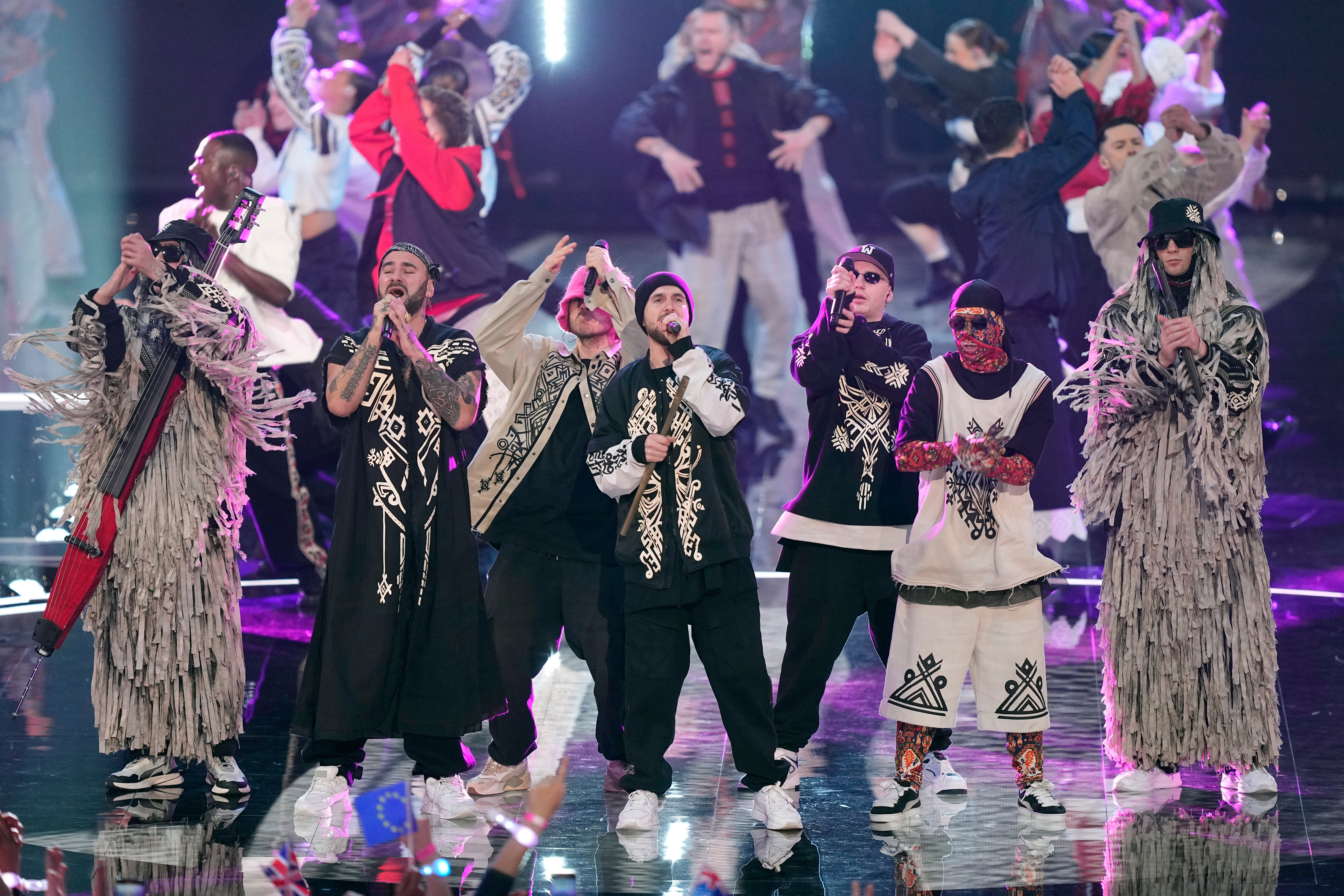 Kalush Orchestra of Ukraine, last year’s winners, perform during the Grand Final of Eurovision