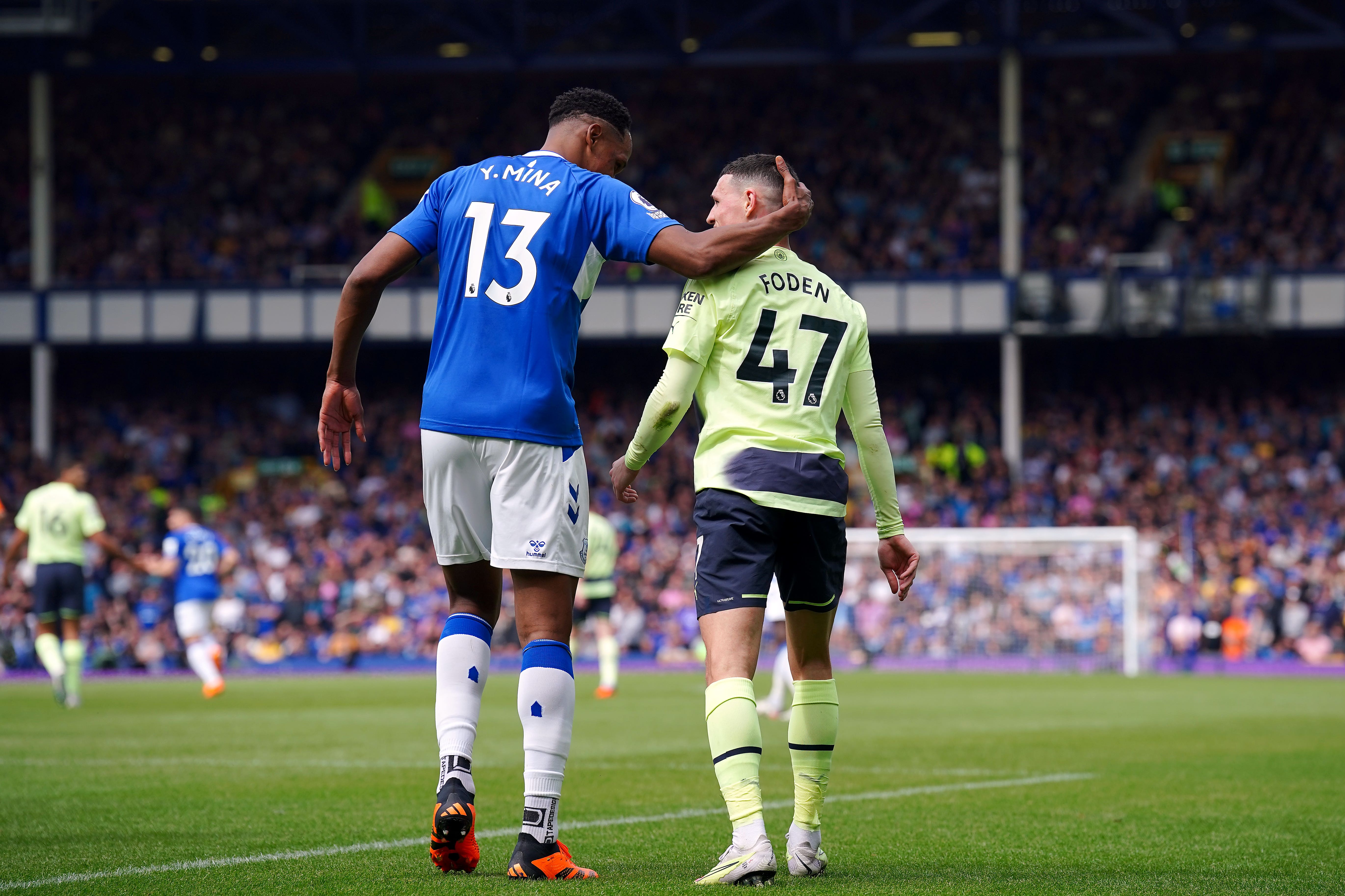 Everton defender Yerry Mina was criticised by Manchester City manager Pep Guardiola for his behaviour towards opponents (Peter Byrne/PA)