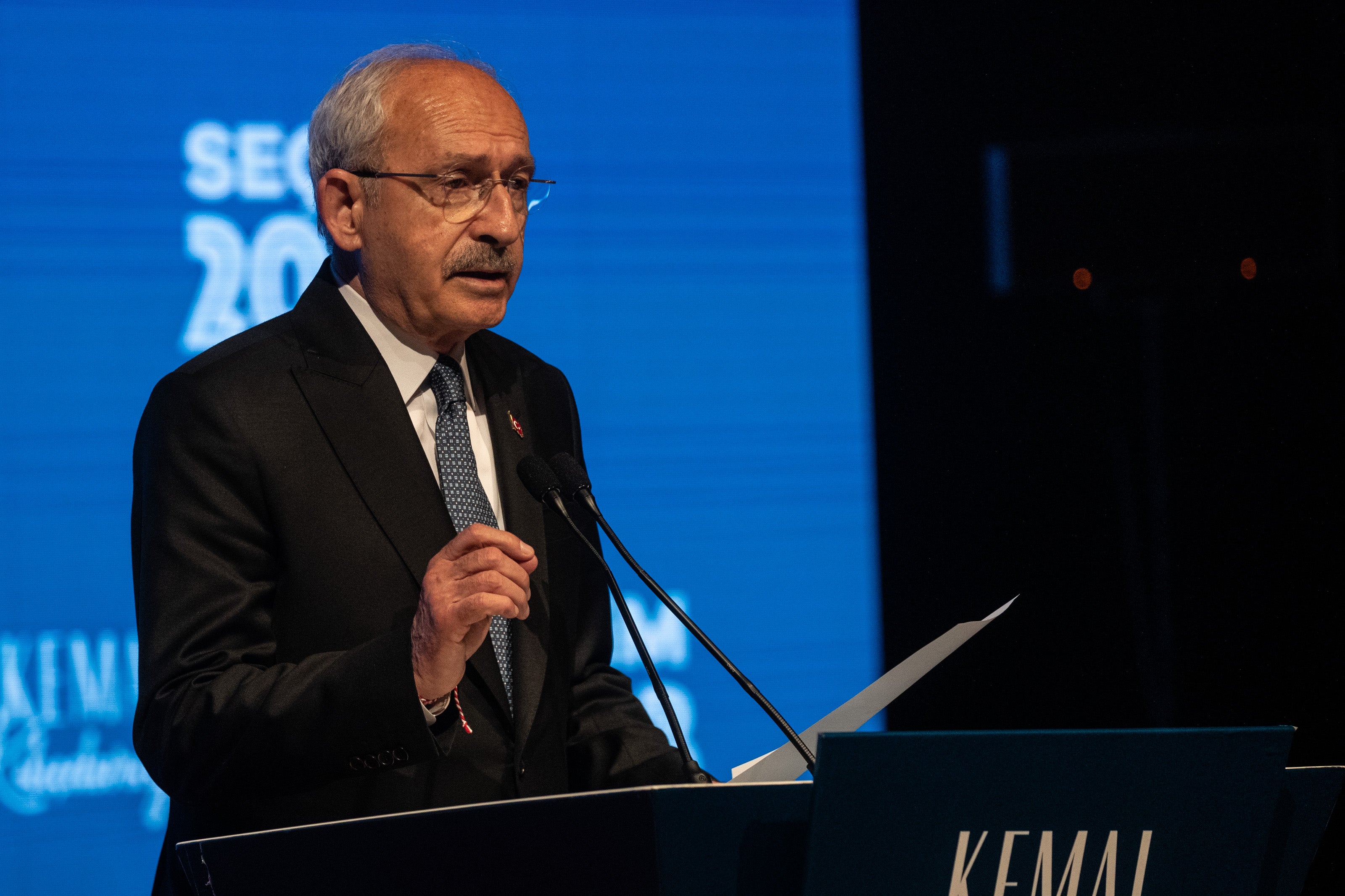 Kemal Kilicdaroglu addresses supporters in Ankara on Monday