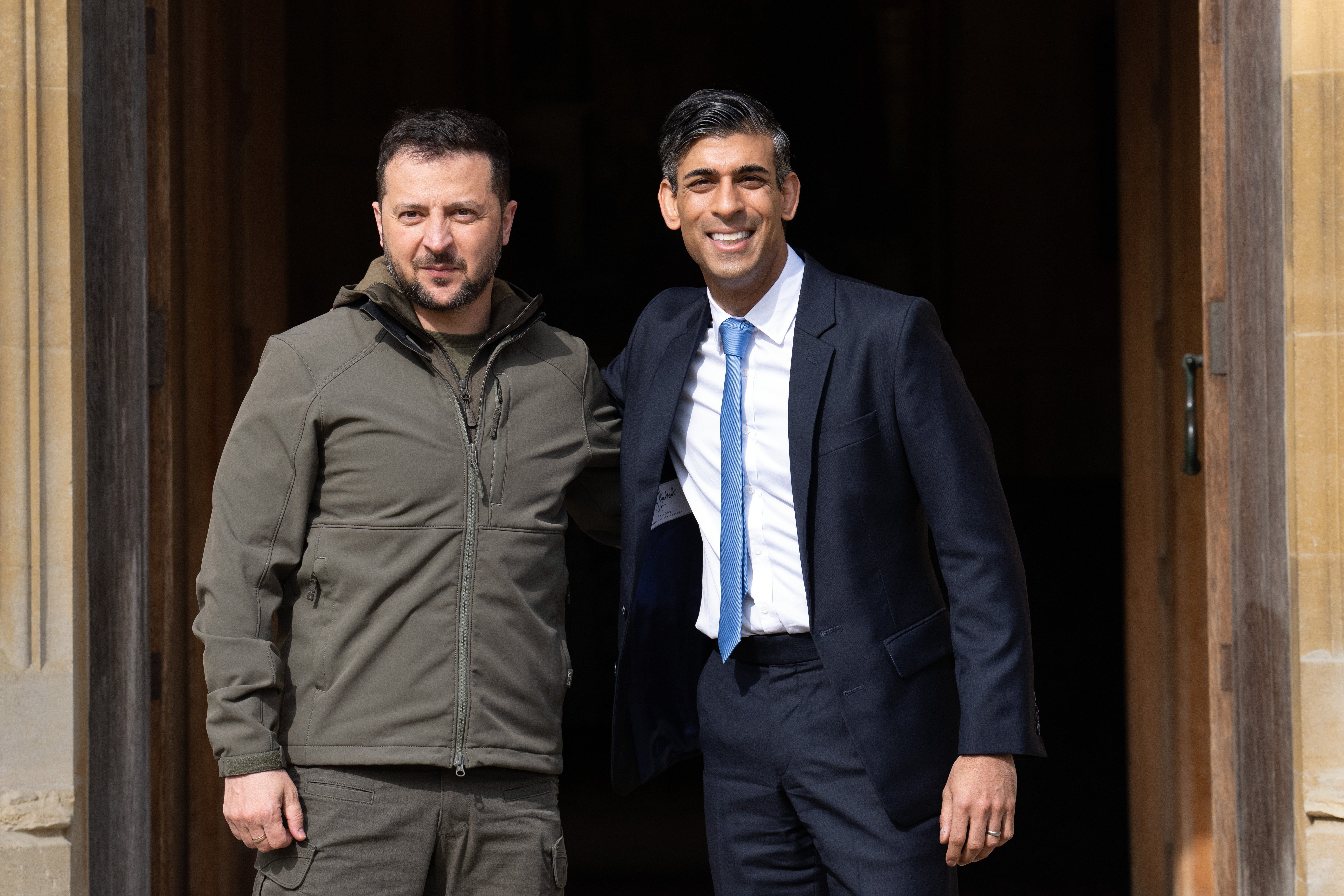 Britain’s prime minister Rishi Sunak and Ukraine’s president Volodymyr Zelensky