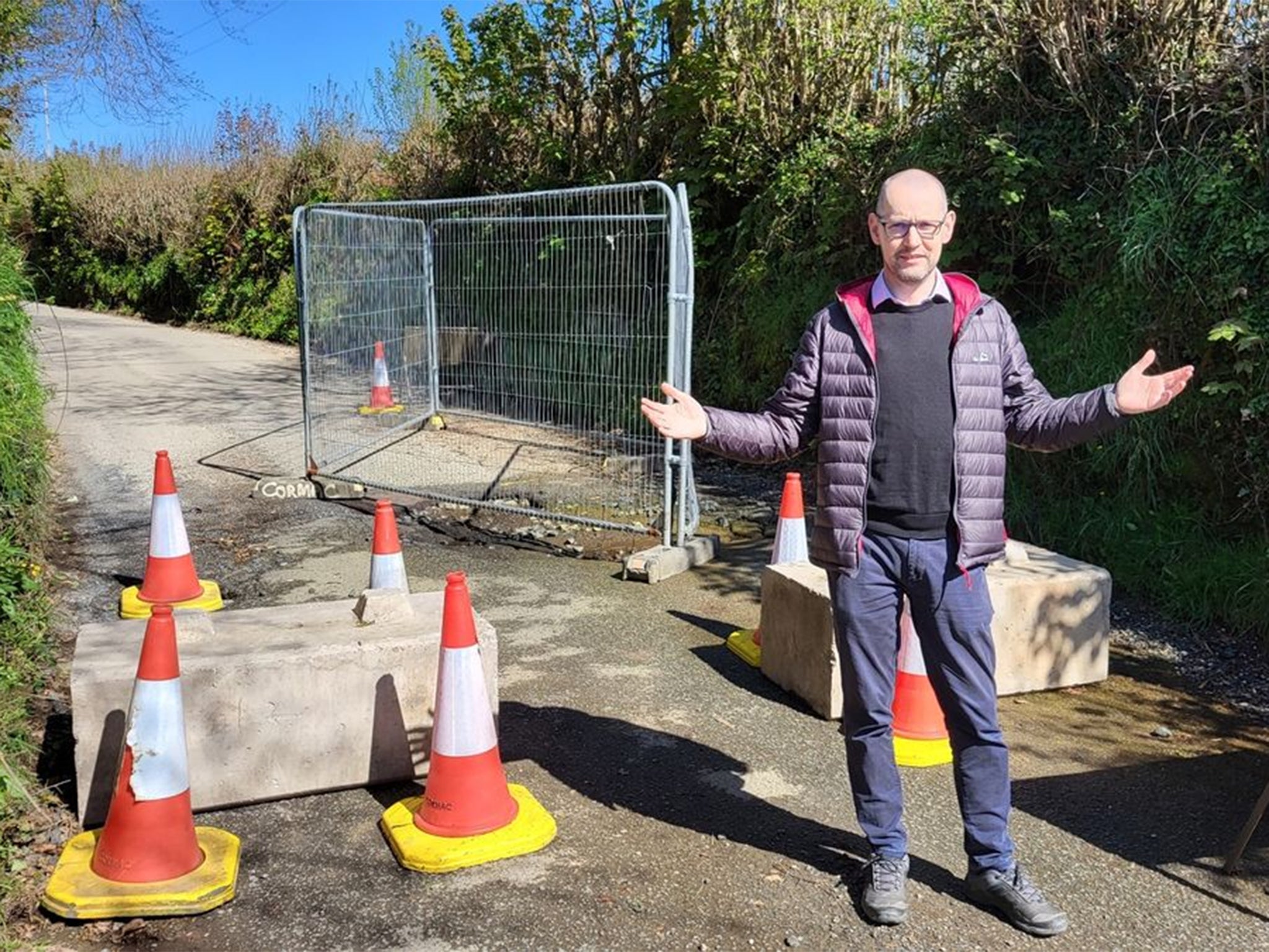 A local councillor described the pothole as a “a perfect metaphor for the way that the entire public sector is crumbling”