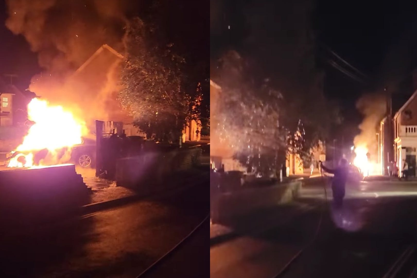 Photos of cars ablaze in Wimborne