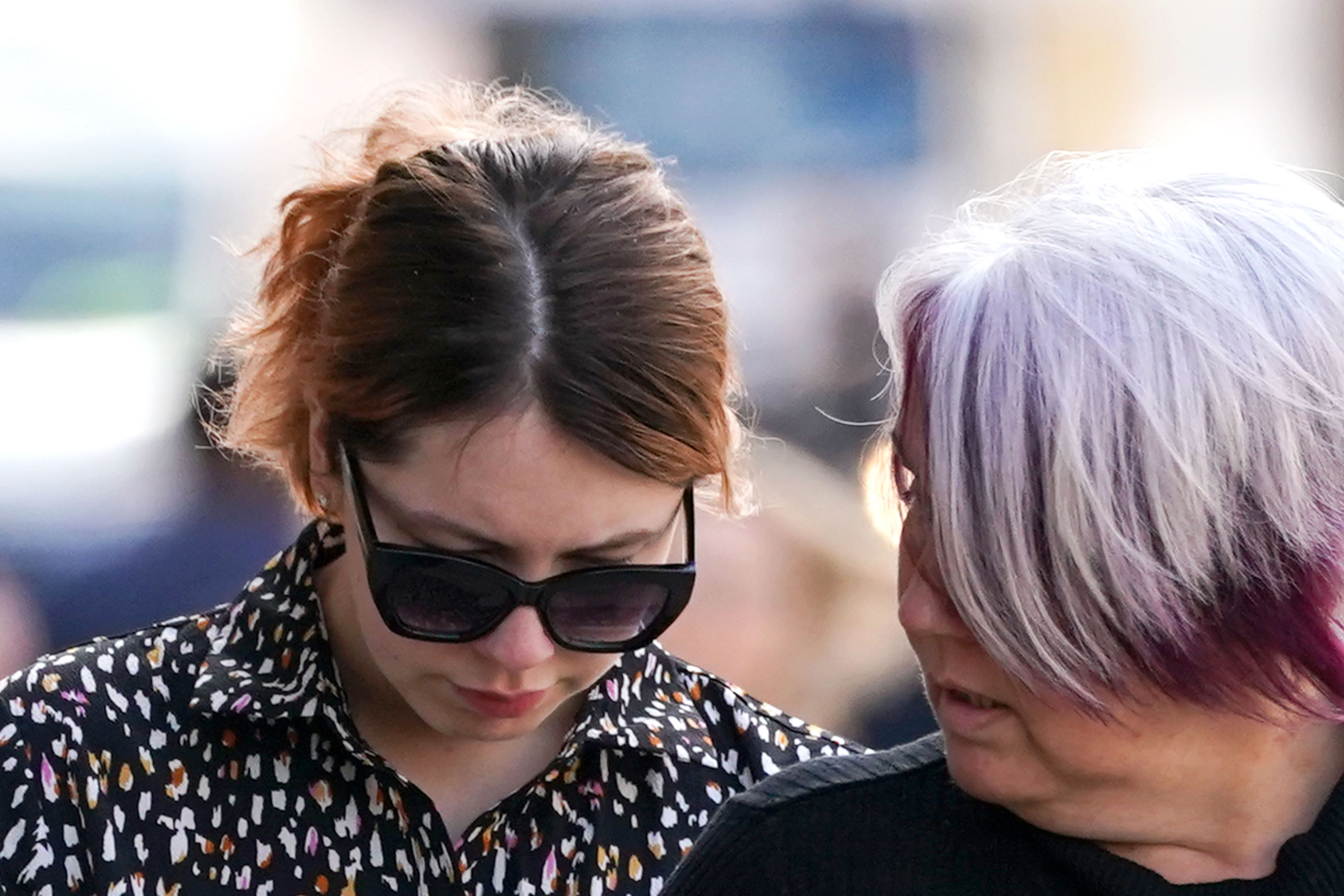 Paris Mayo (left) arrives at Worcester Crown Court (Jacob King/PA)