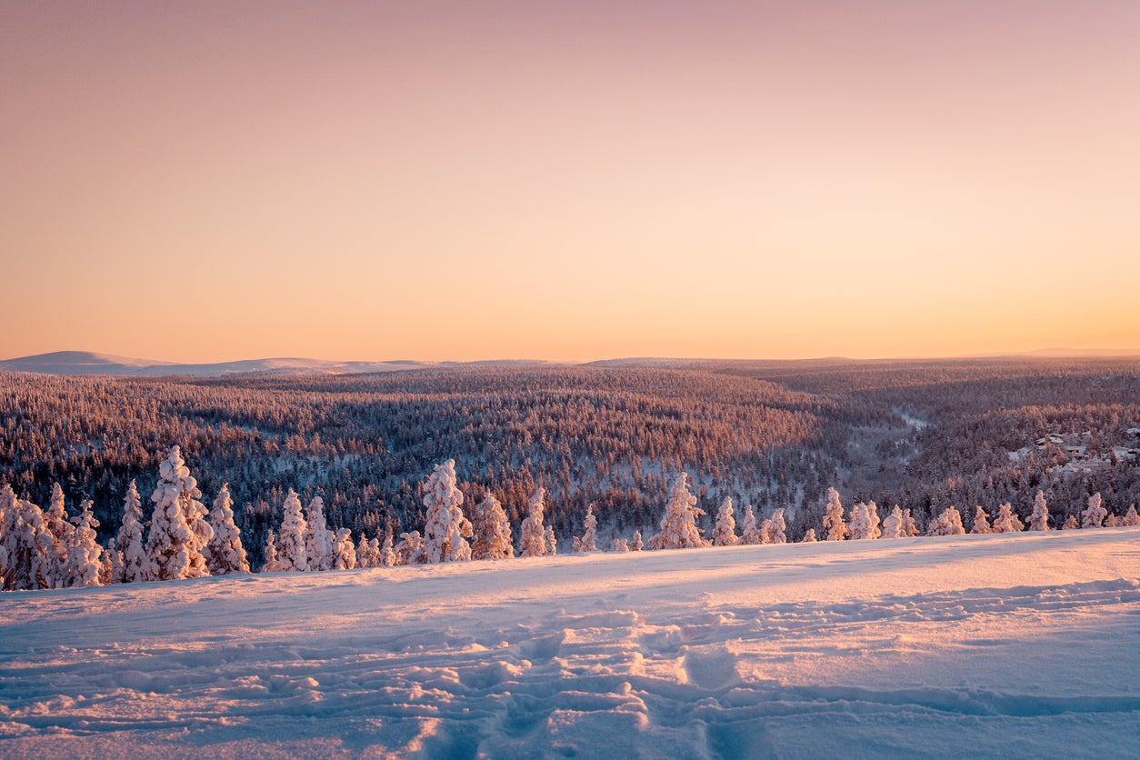 Sunset over part of Finnish Lapland